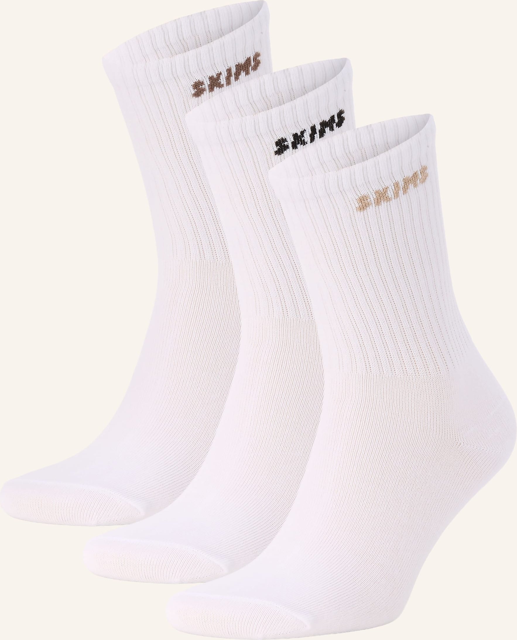 Skims 3er-Pack Socken Ribbed Crew weiss