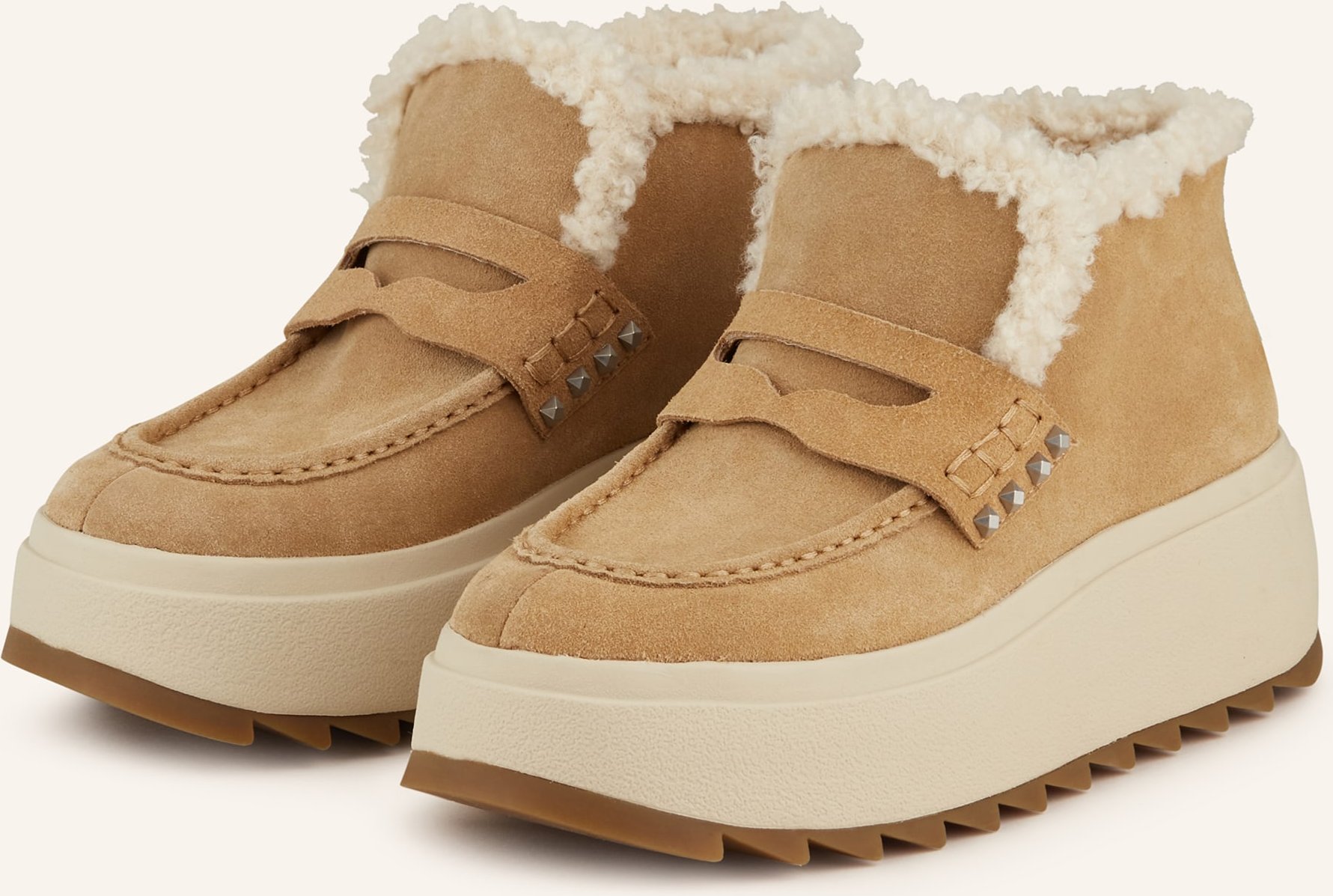 Ash Plateau-Boots Magic Mit Nieten beige