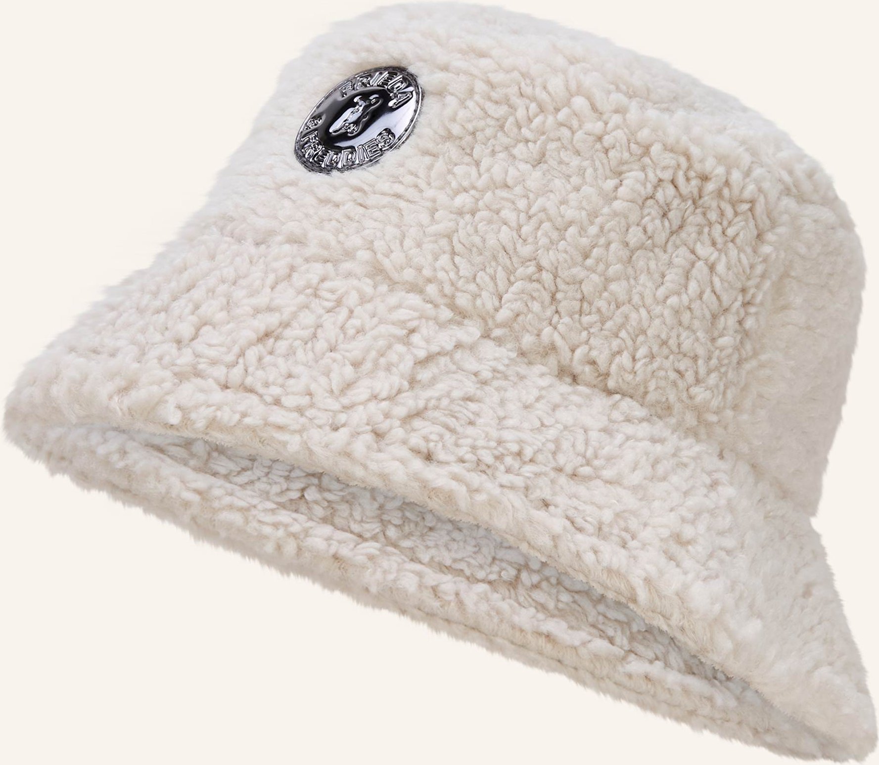 Frieda & Freddies Bucket-Hat Aus Teddyfell weiss
