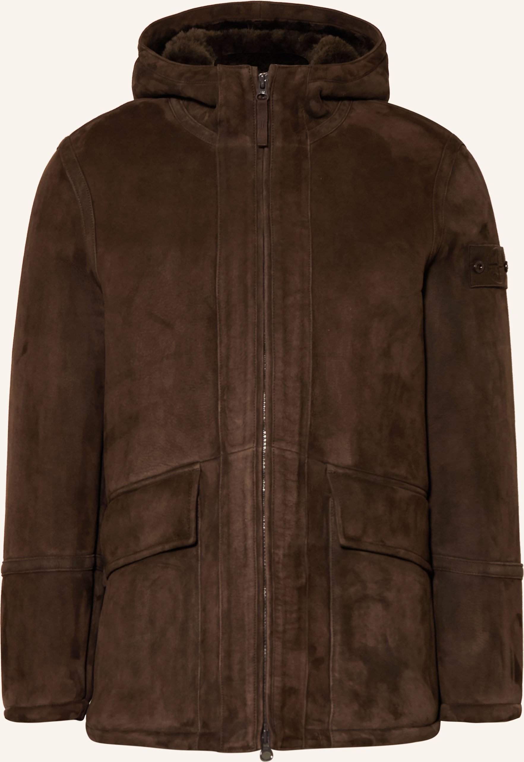 Stone Island Lederjacke Ghost braun