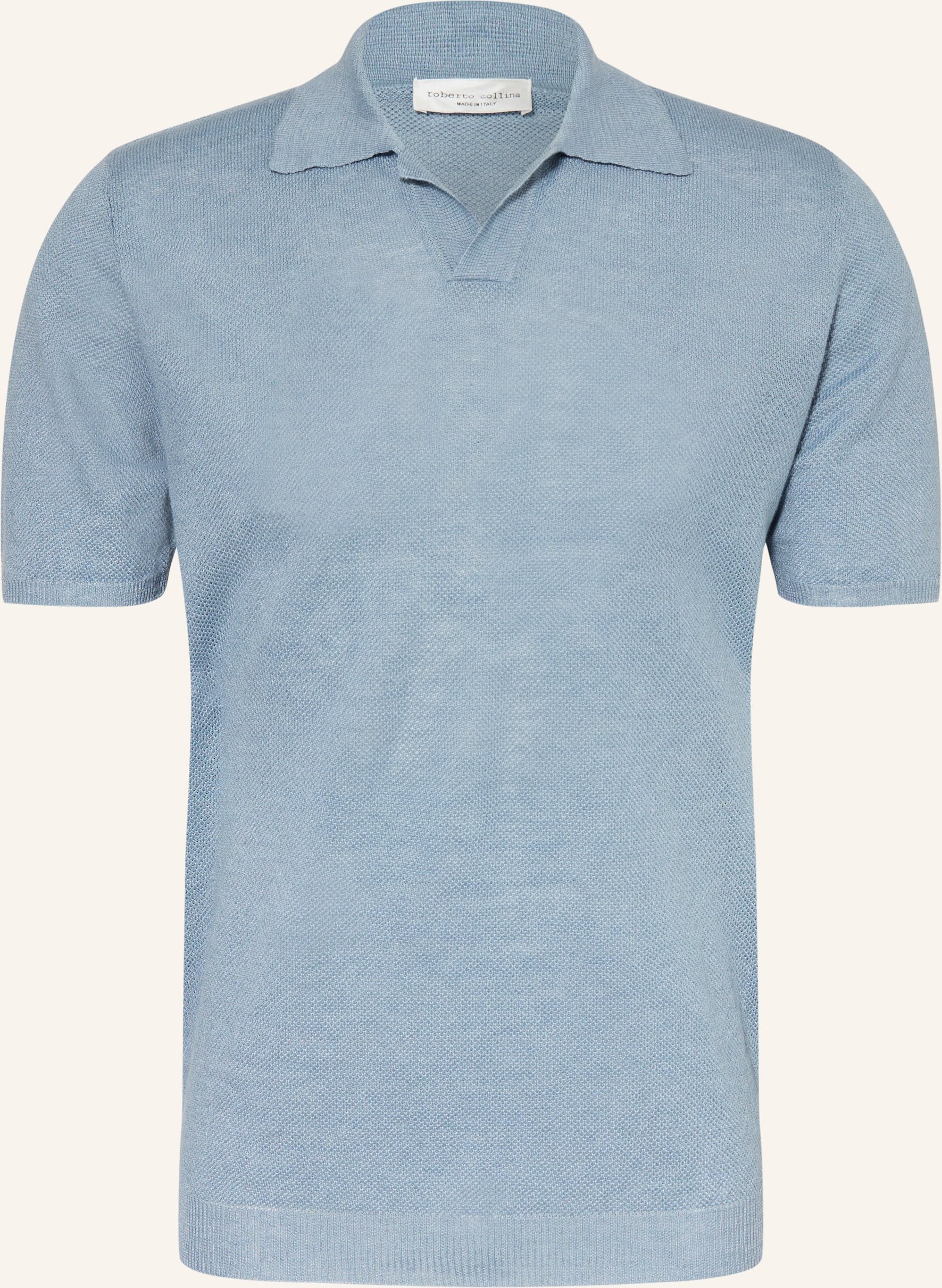 Roberto Collina Strick-Poloshirt Aus Leinen blau