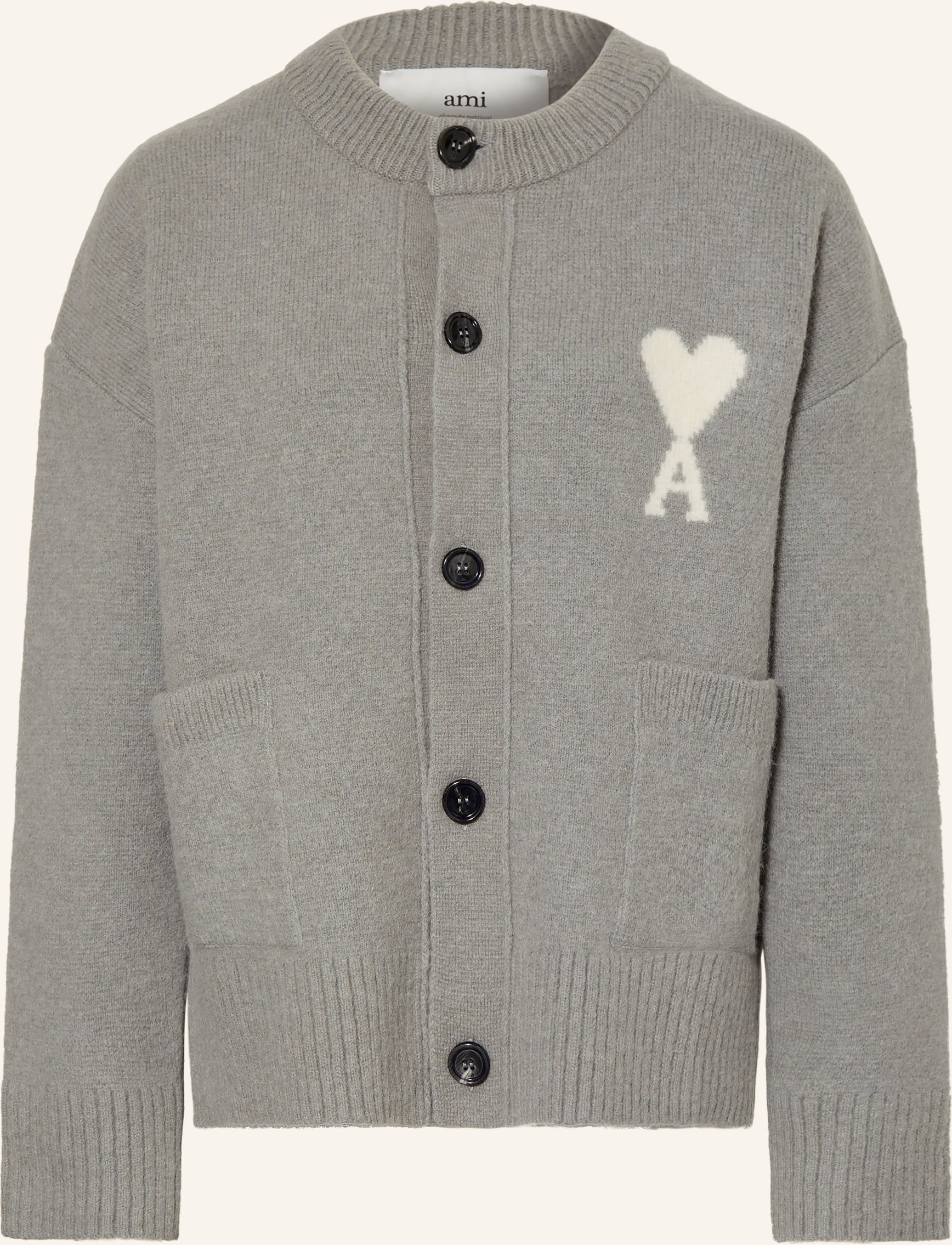 Ami Paris Strickjacke Mit Alpaka grau