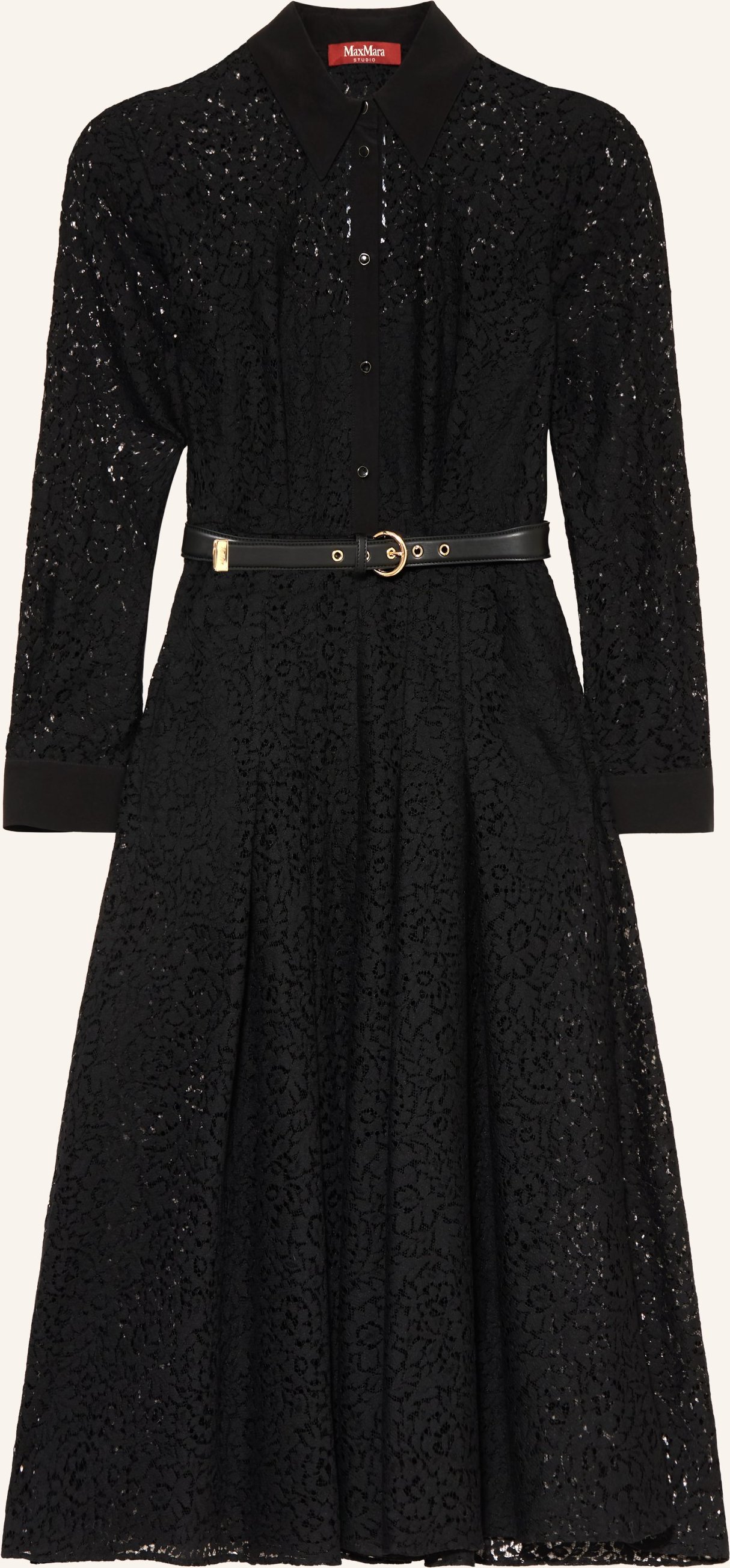 Max Mara Studio Hemdblusenkleid Ricordo Aus Spitze schwarz