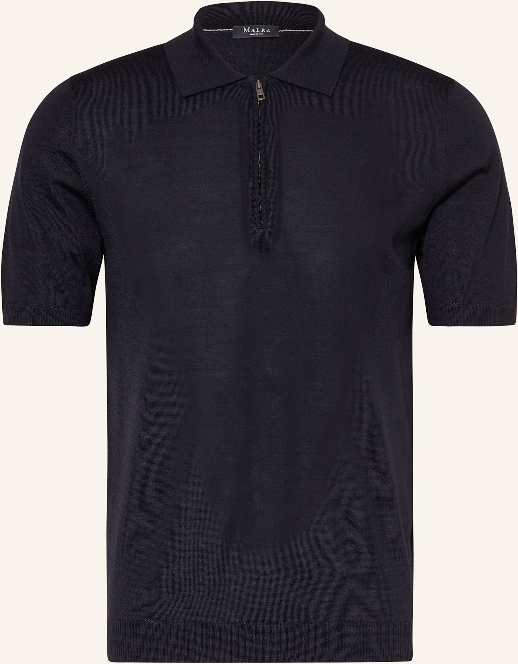 Maerz Muenchen Strick-Poloshirt Aus Merinowolle blau