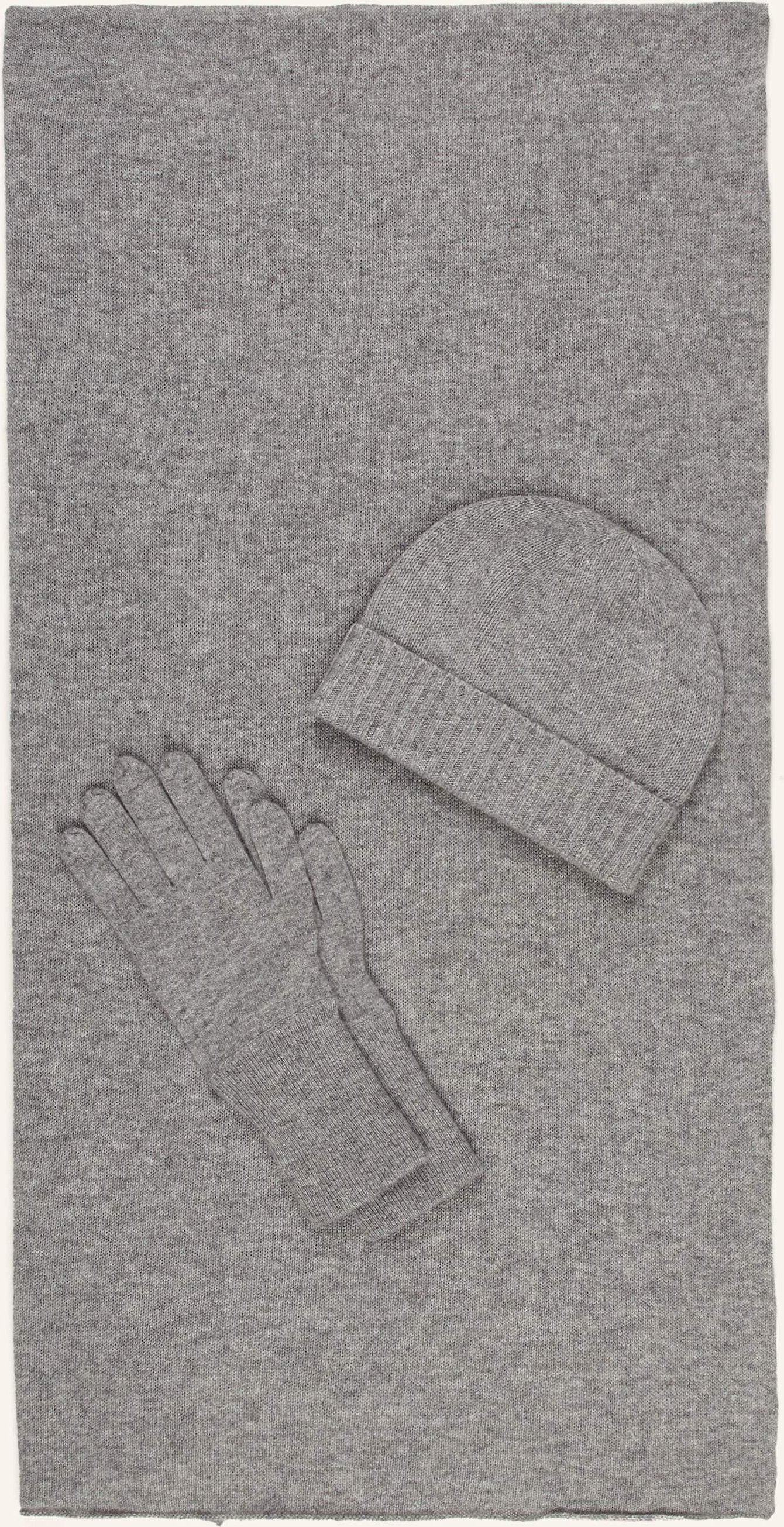 Allude Set: Schal, Mütze Und Handschuhe grau