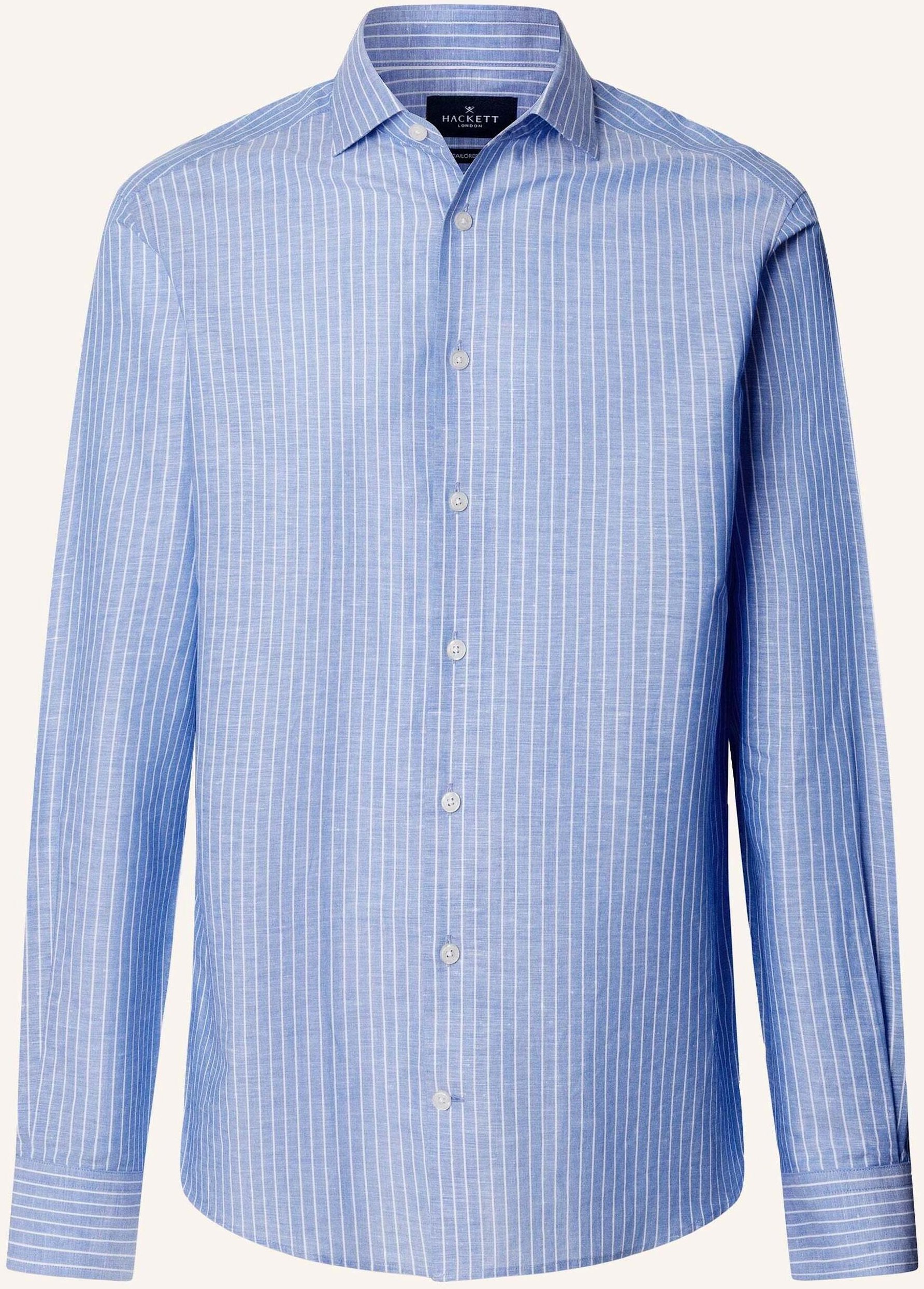 Hackett London Freizeithemd Cot Linen Blazer Str blau