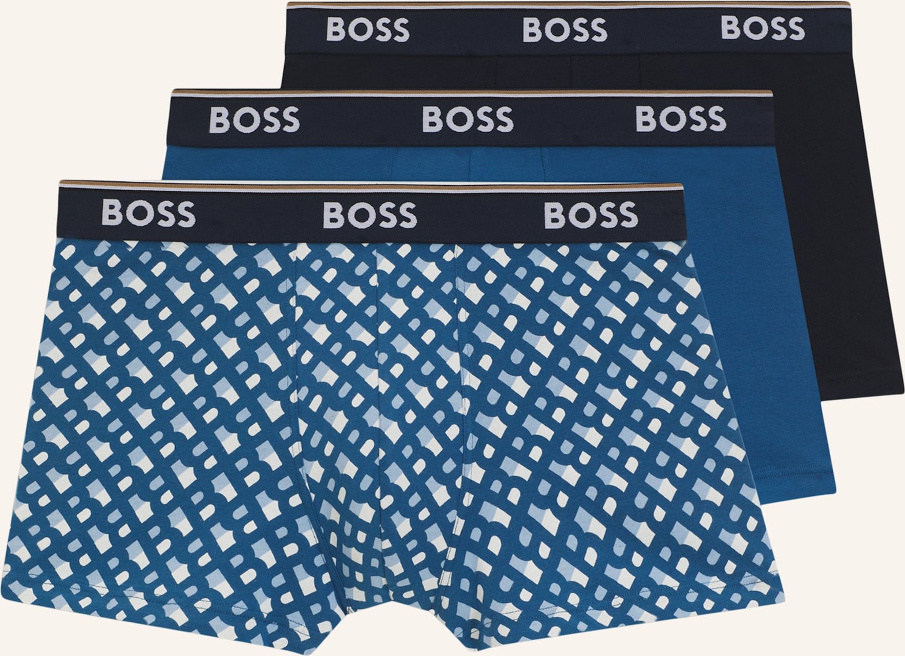 Boss Boxershort Trunk 3p Power Desig blau