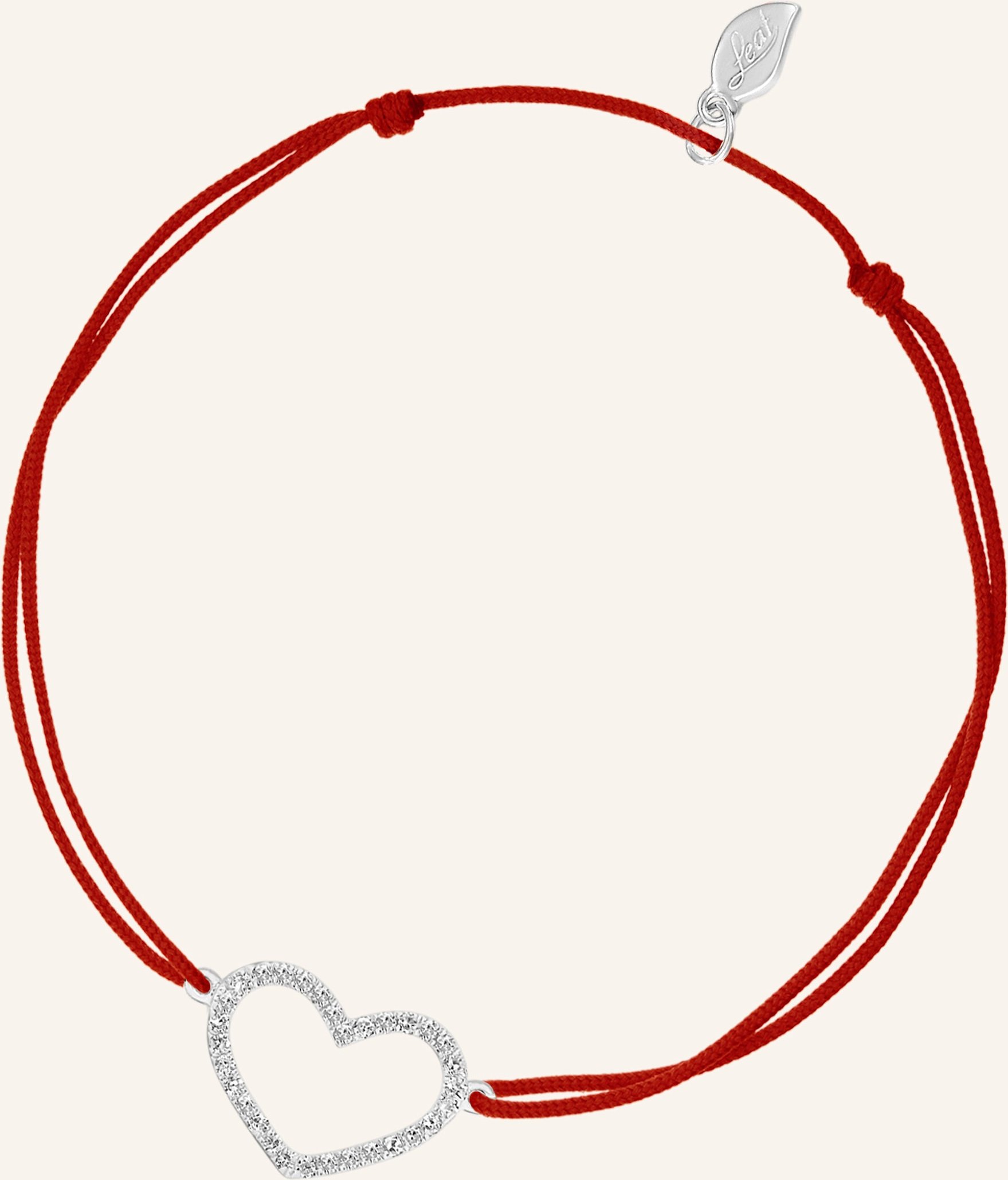 Leaf Freundschaftsarmband Heart Aus 18 Karat Weißgold Mit Diamanten rot