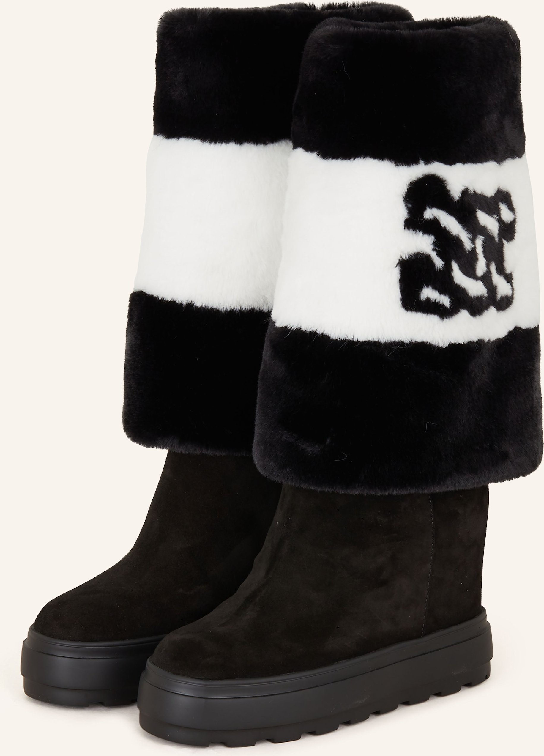 Casadei Plateau-Boots Mit Kunstfell schwarz