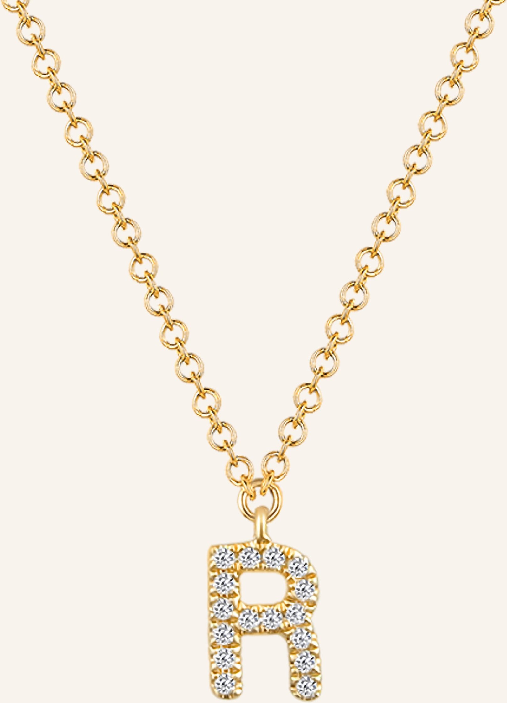 Leaf Initialien Halskette „R“ Aus 14 Karat Gelbgold Mit Diamanten gold