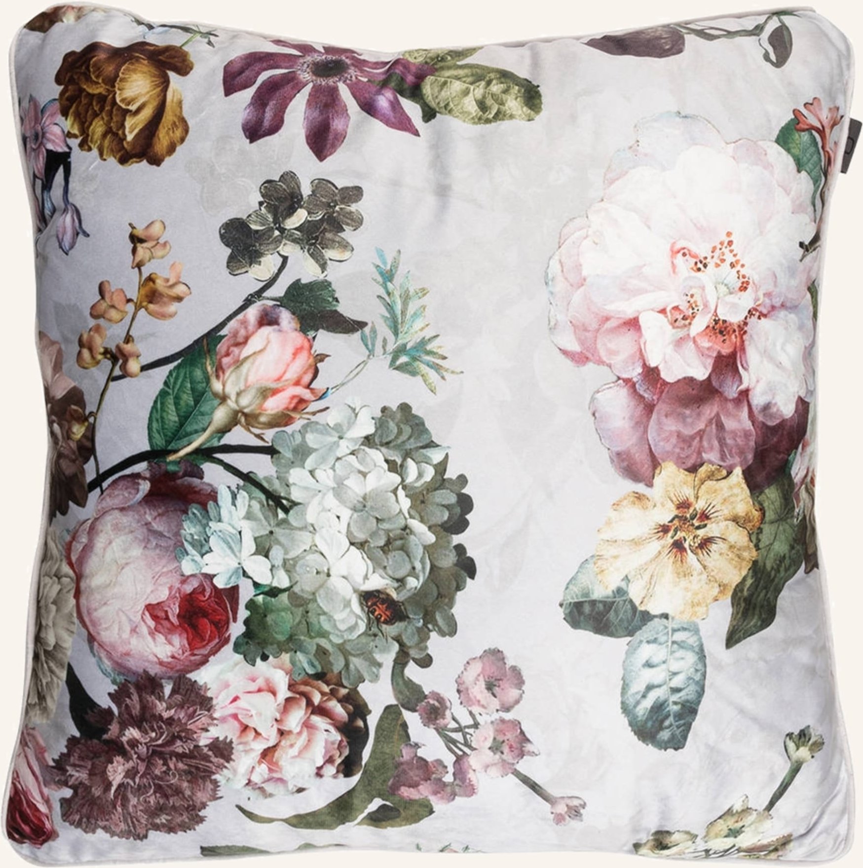 Essenza Samt-Dekokissen Fleur grau