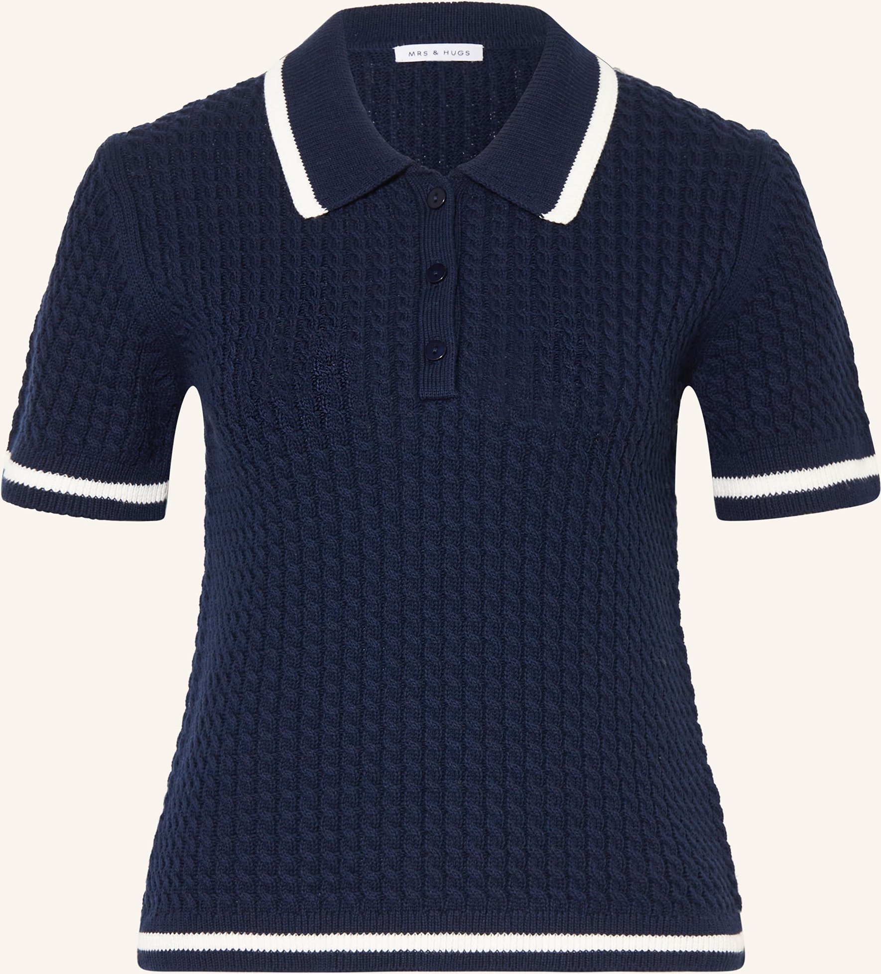 Mrs & Hugs Strick-Poloshirt blau