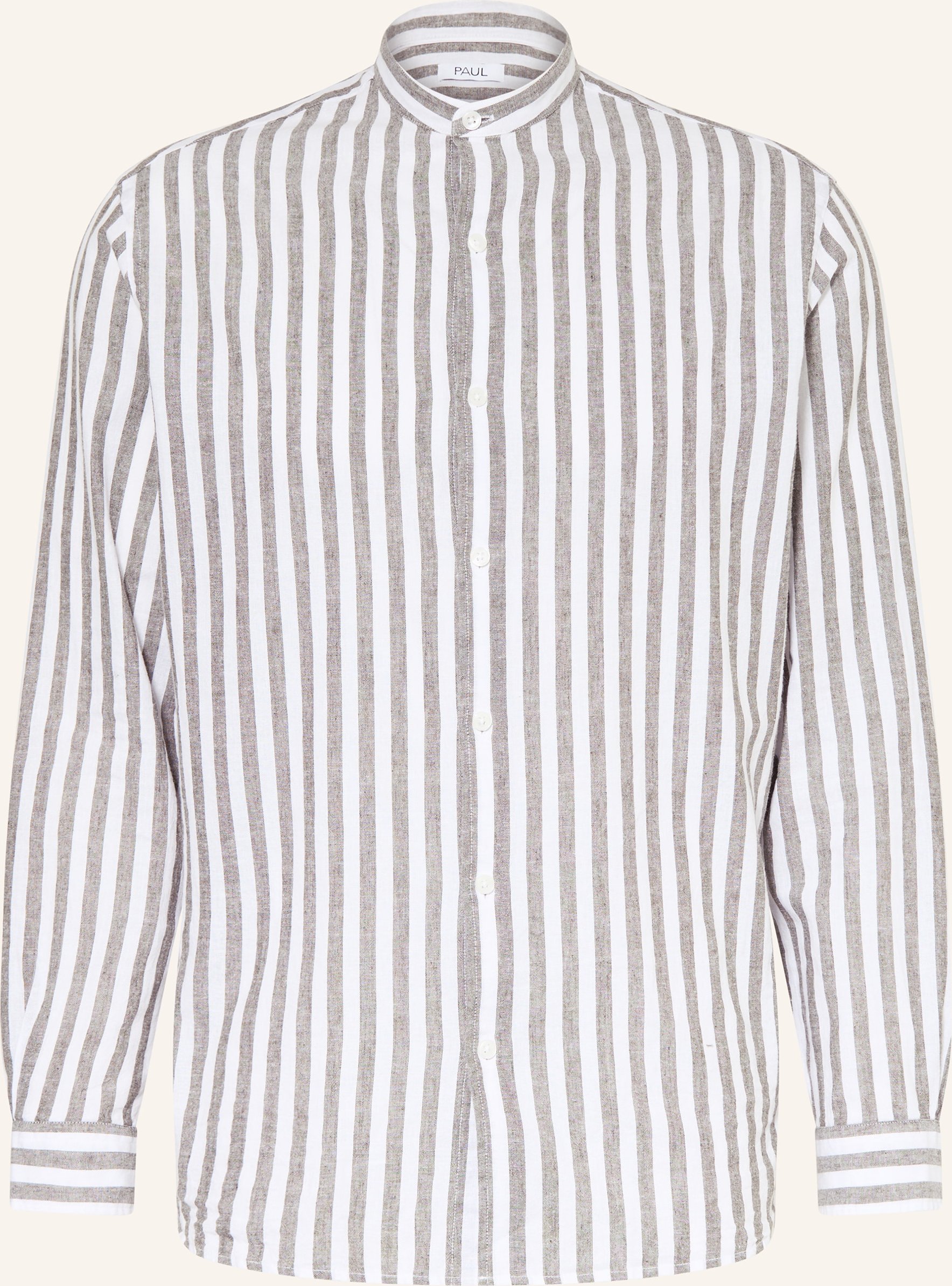 Paul Hemd Comfort Fit Mit Leinen Und Stehkragen gruen