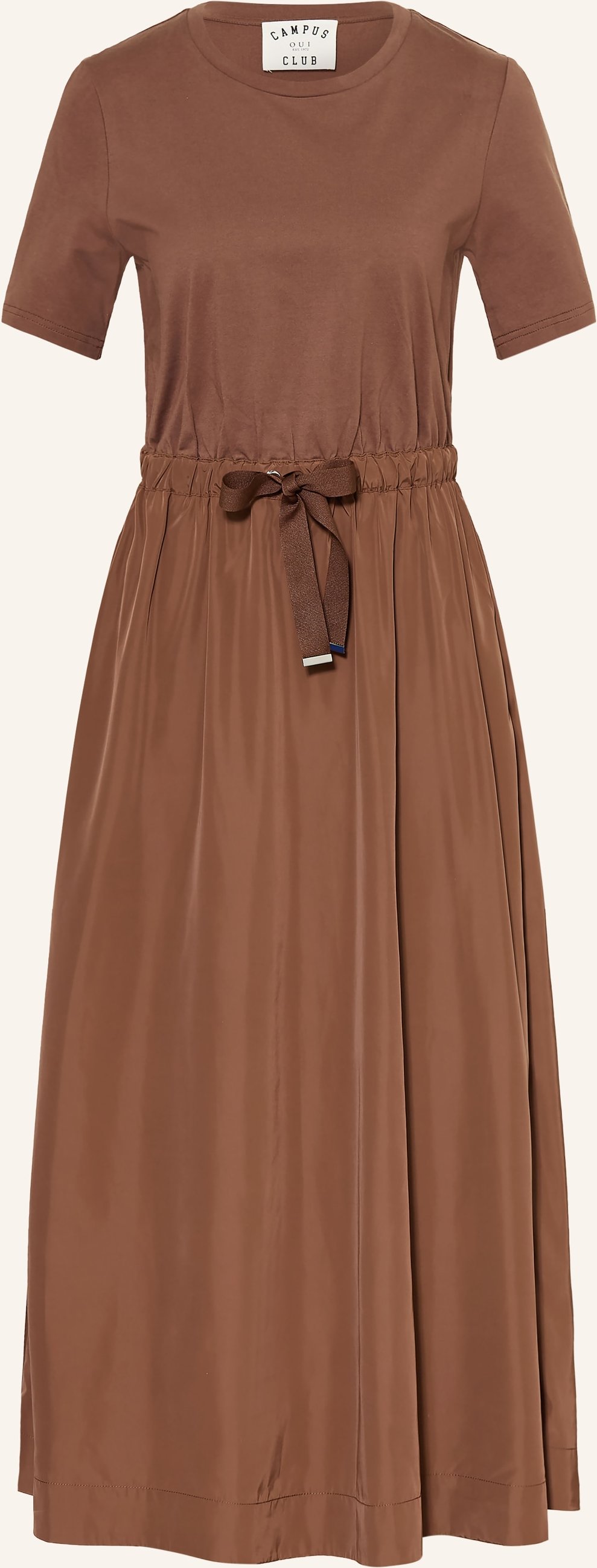 Oui Kleid Im Materialmix braun