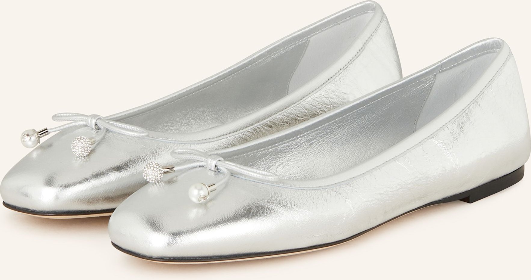Jimmy Choo Ballerinas Elme Mit Schmuckperlen silber