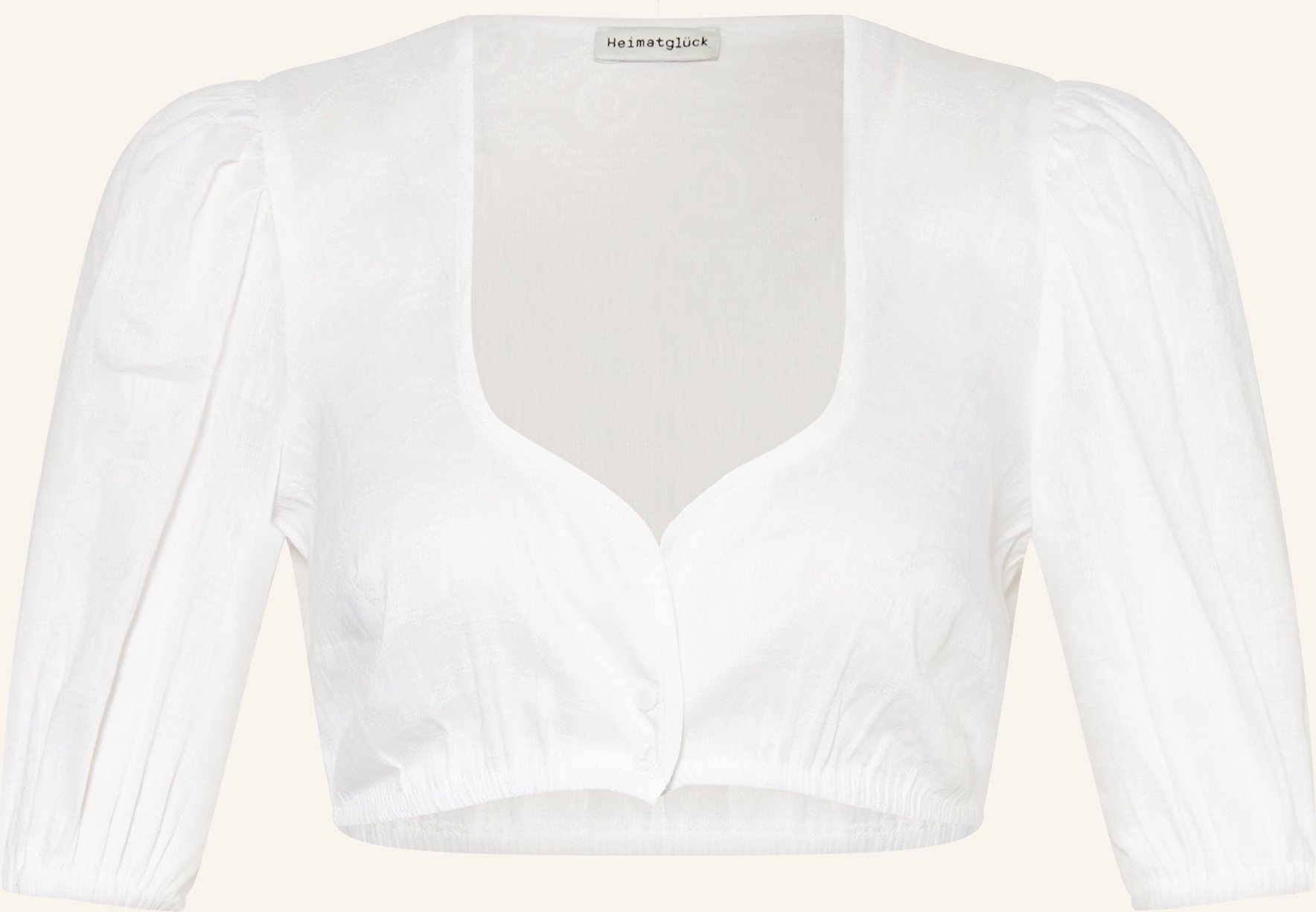 Thumbnail - Heimatglück Tracht Dirndlbluse Ida Mit 3/4-Arm Und Leinen weiss