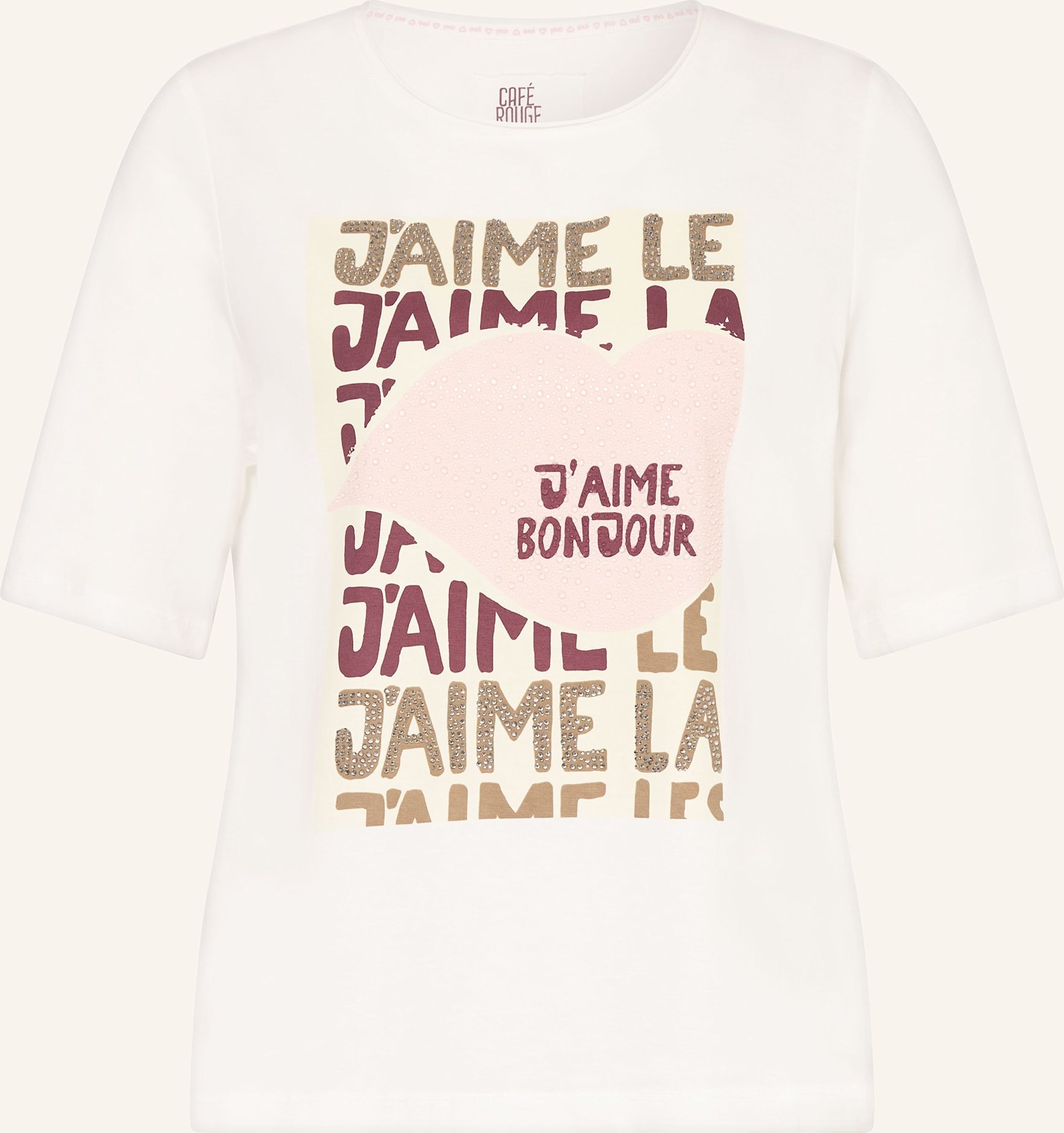 Oui T-Shirt Mit Schmucksteinen weiss