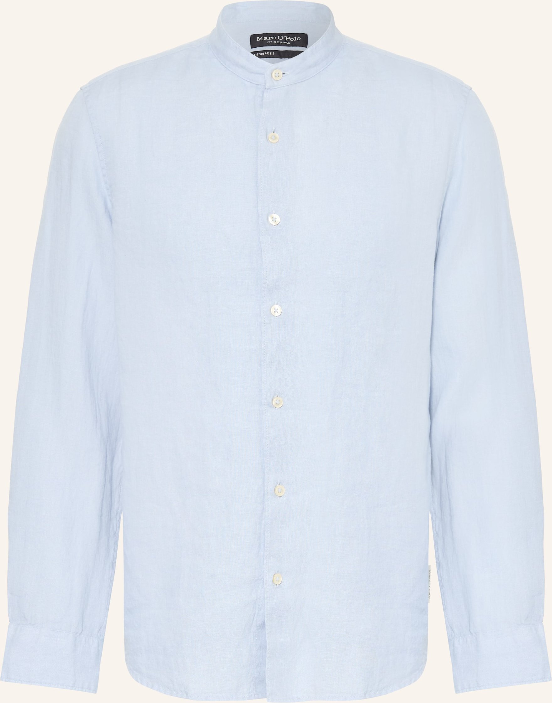 Marc O'polo Leinenhemd Regular Fit Mit Stehkragen blau