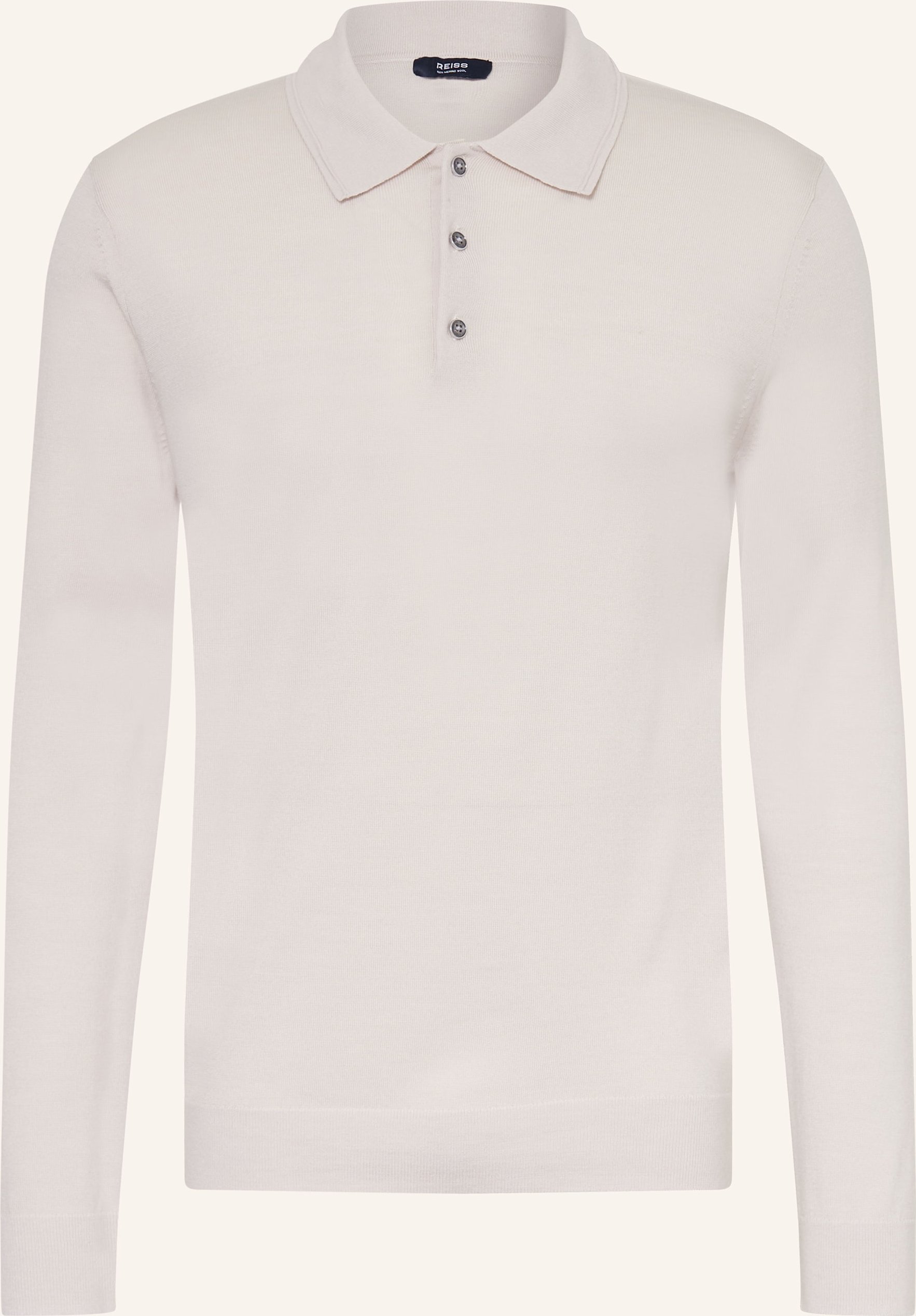 Reiss Strick-Poloshirt Trafford beige