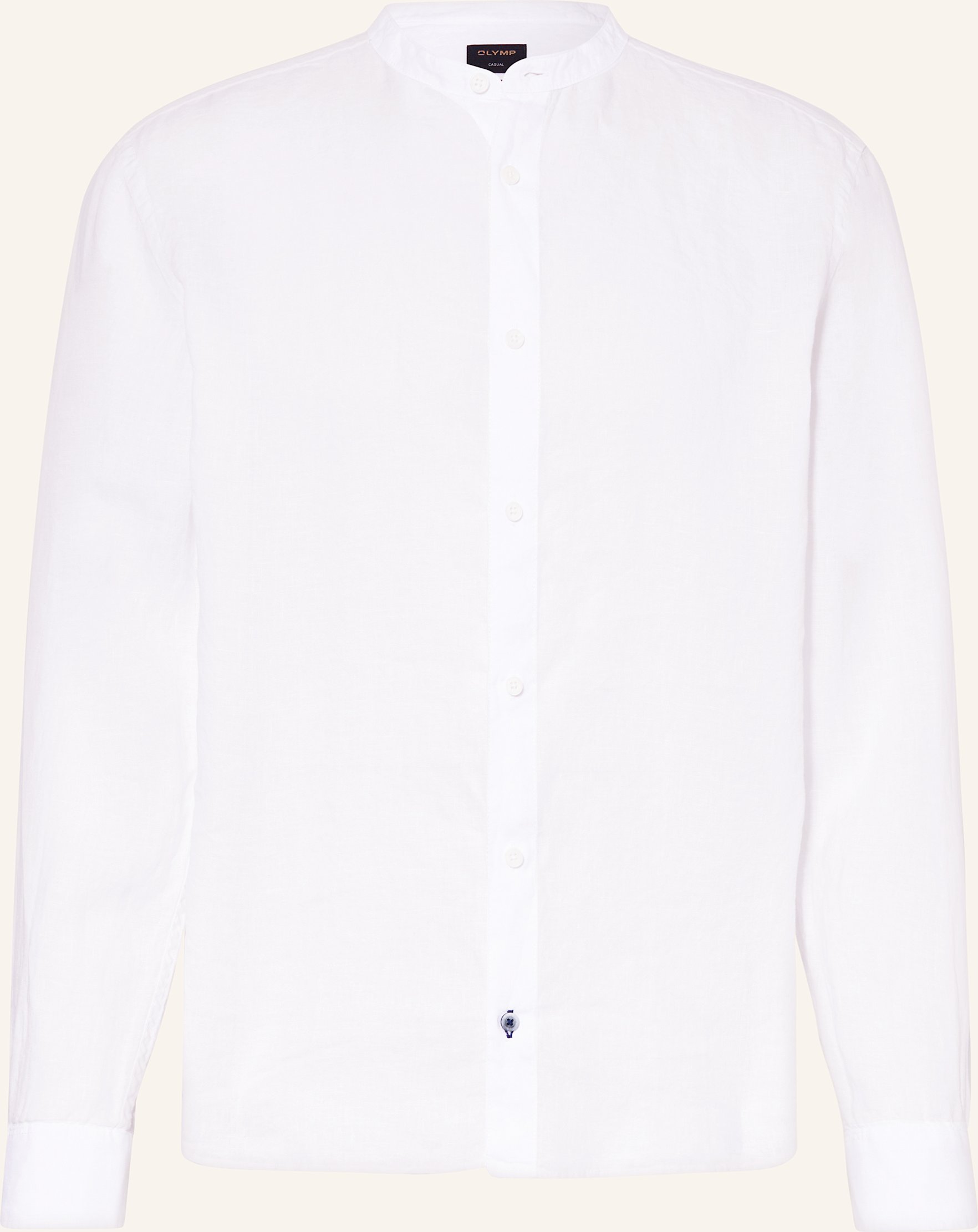 Olymp Leinenhemd Casual Regular Fit Mit Stehkragen weiss