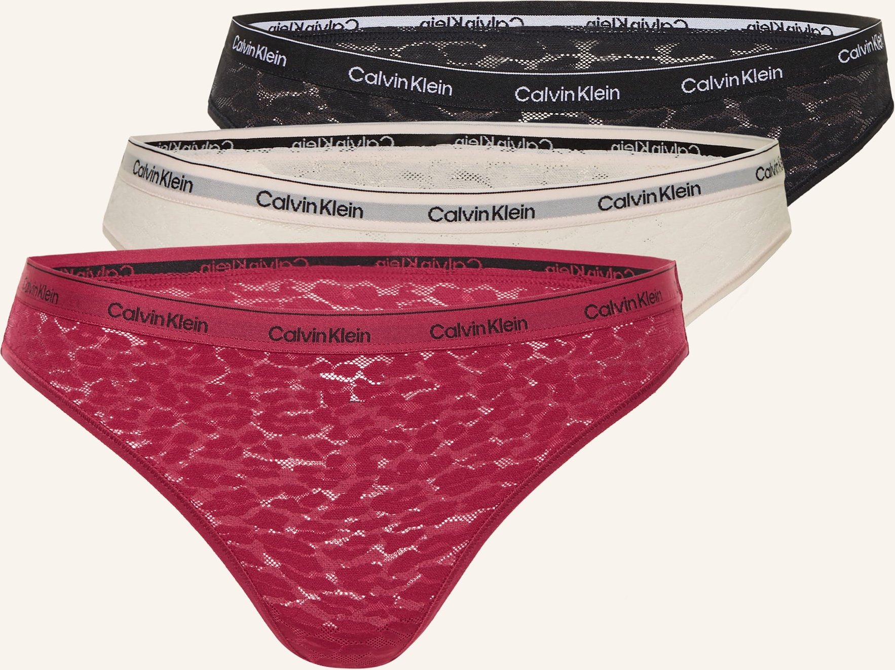 Calvin Klein 3er-Pack Slips Modern Lace rot