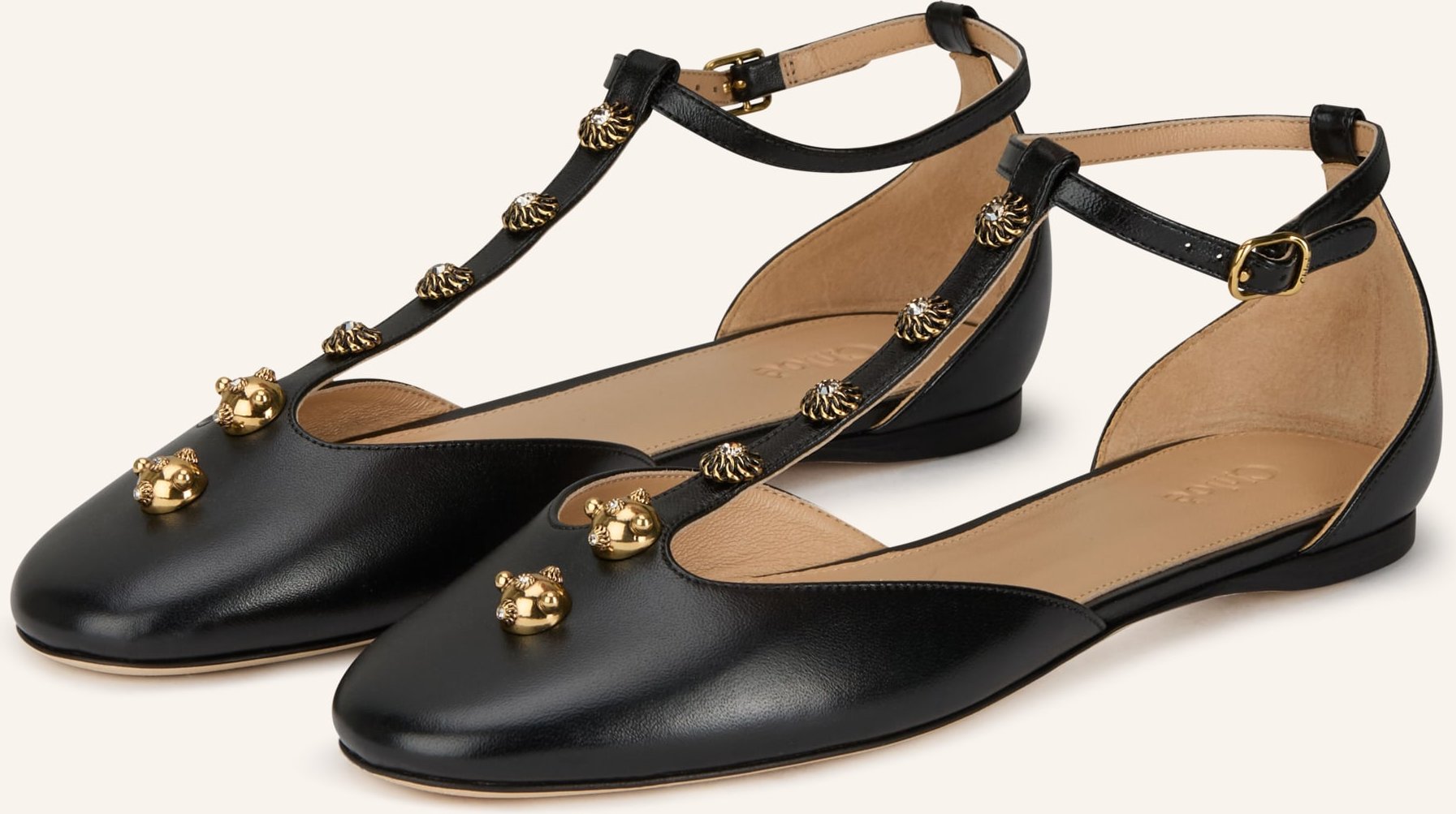 Chloé Mary-Jane-Ballerinas Celeste schwarz