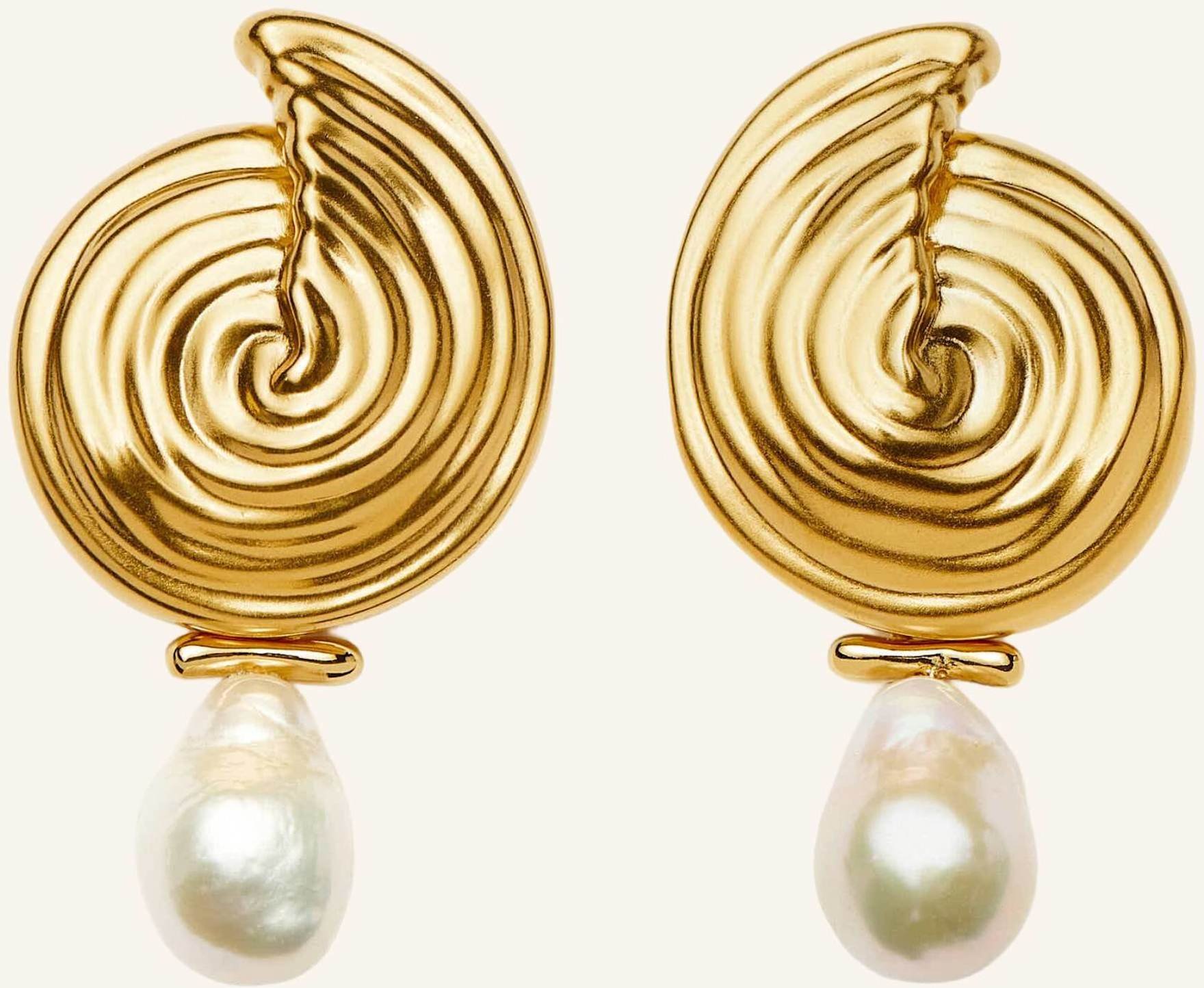 Missoma Ohrhänger Spiral Detachable Pearl Drop Earrings By Glambou gold