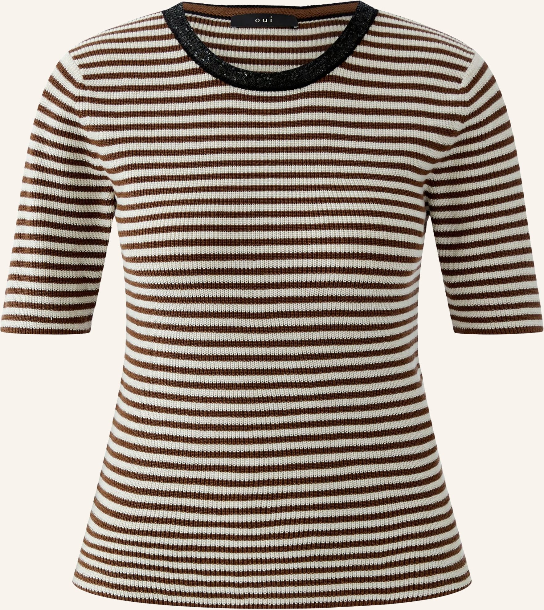 Oui Strickshirt Mit Pailletten braun