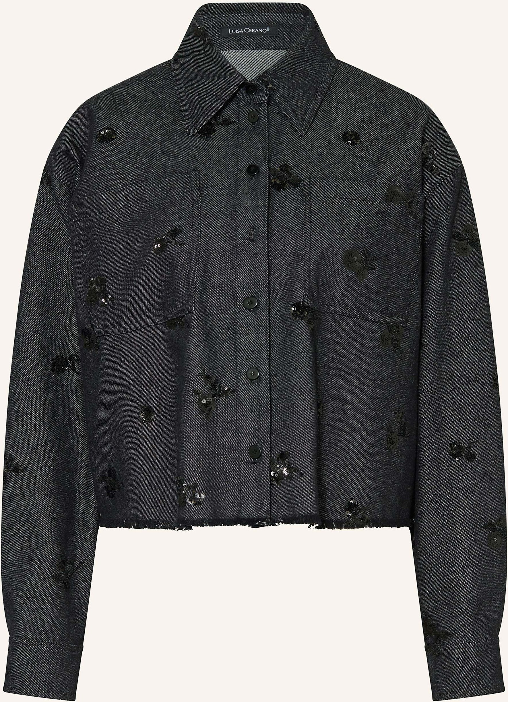 Luisa Cerano Jeansjacke Mit Pailletten blau
