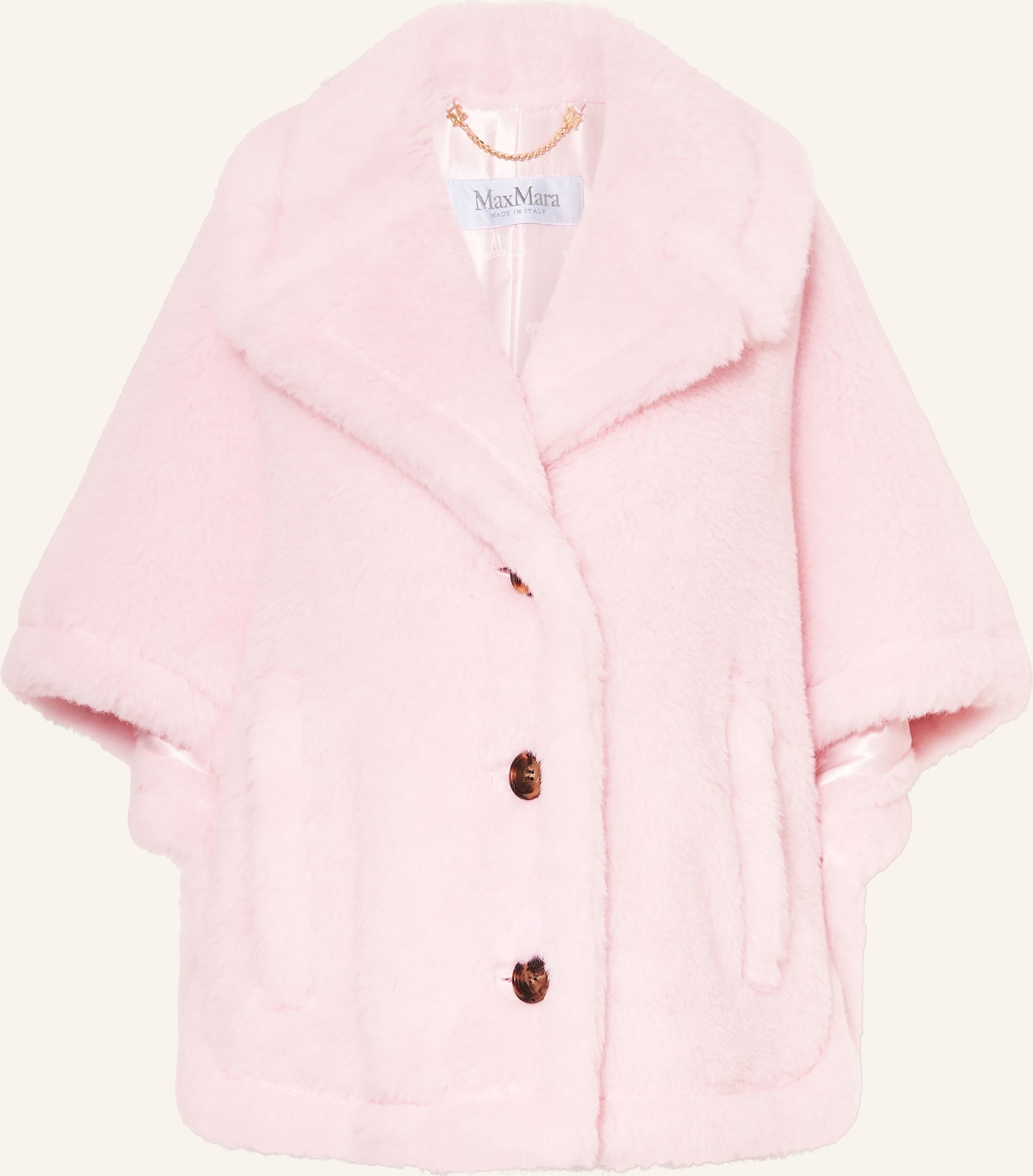 Thumbnail - Max Mara Teddyfell-Cape corvino1 Mit Alpaka rosa