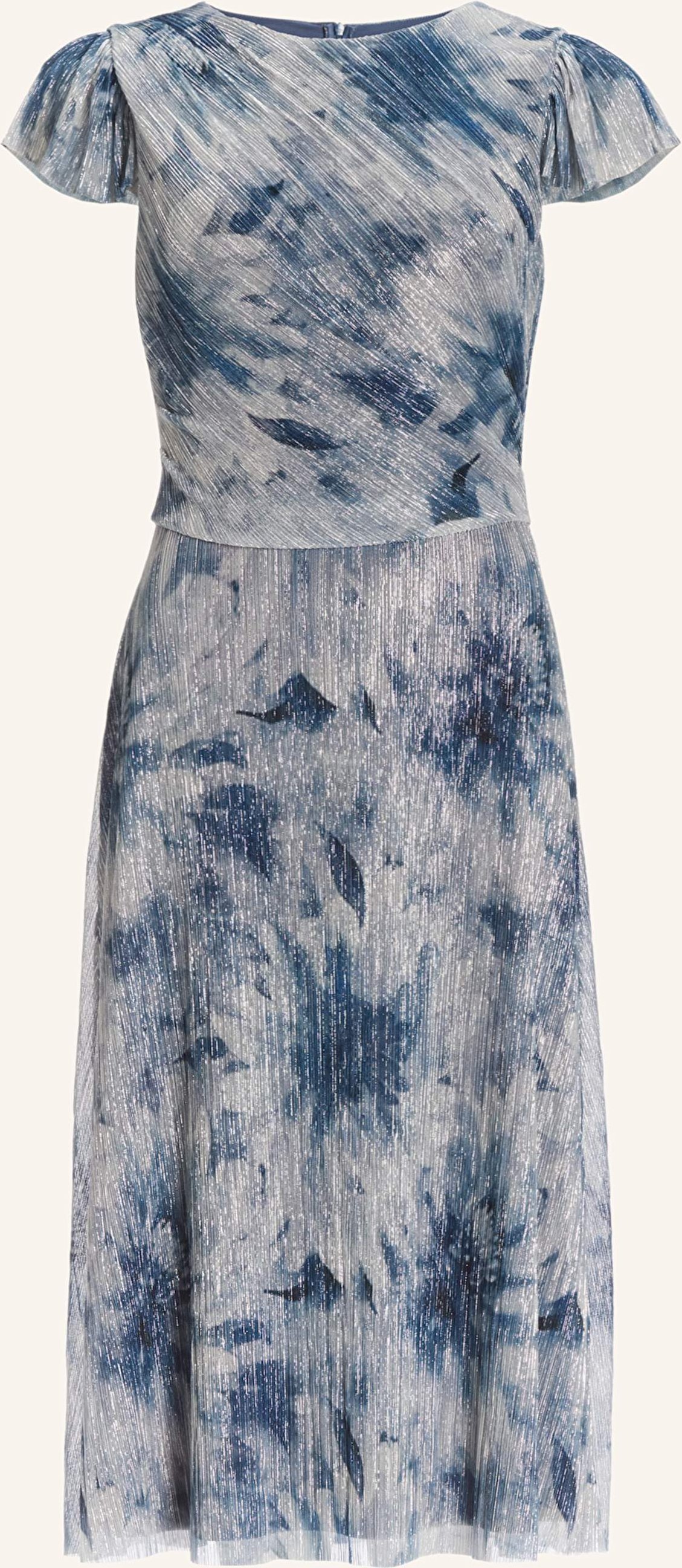 Swing Cocktailkleid Mit Plissees Und Glitzergarn silber