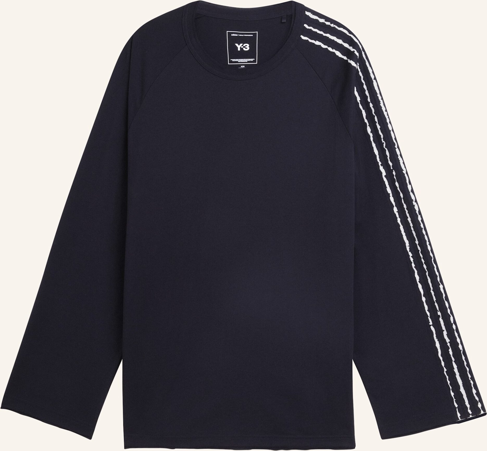 Y-3 Y-3 Raw Edge 3-Streifen Longsleeve schwarz