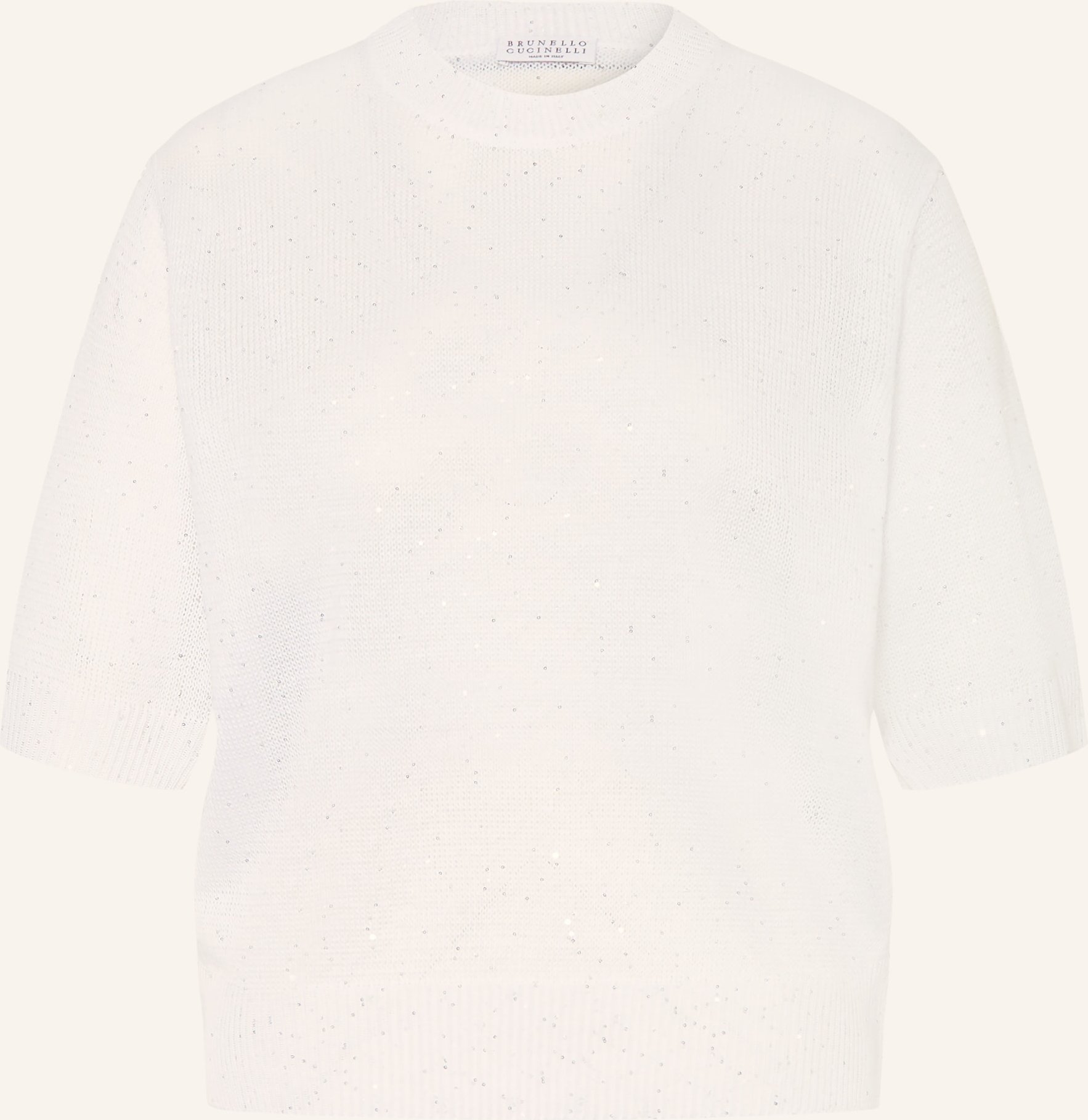 Brunello Cucinelli Strickshirt Aus Leinen Mit Pailletten weiss