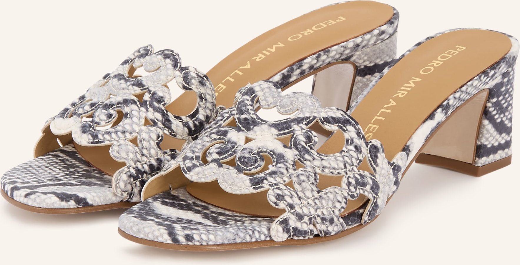 Pedro Miralles Mules Pyton Mate beige