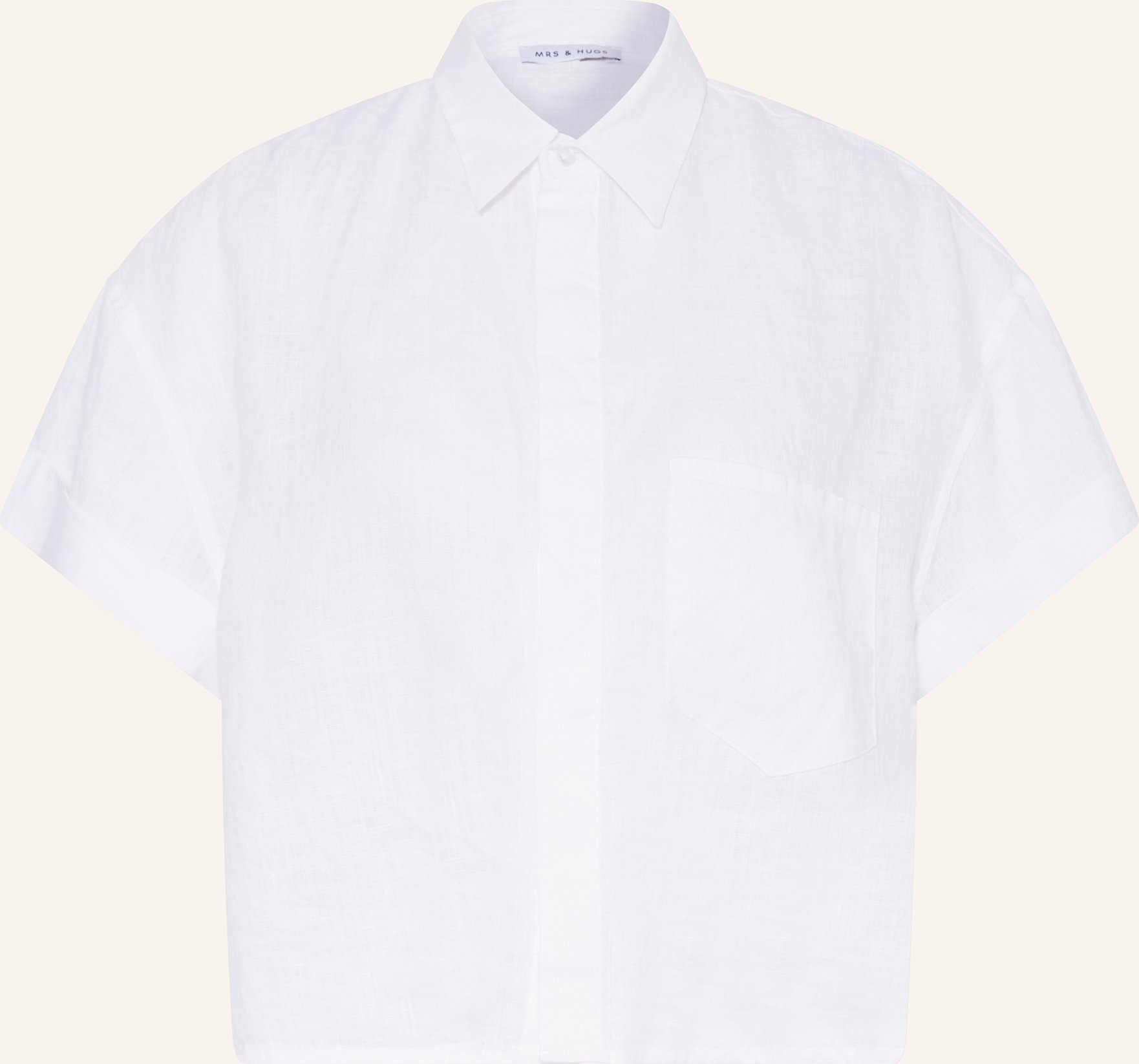 Thumbnail - Mrs & Hugs Oversized-Hemdbluse Aus Leinen weiss