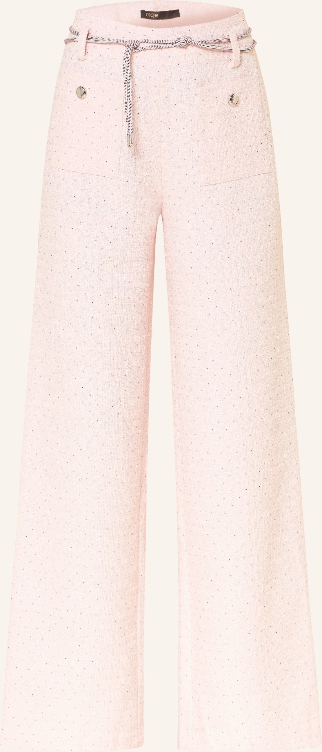 Maje Tweed-Hose Mit Schmucksteinen Und Glitzergarn pink
