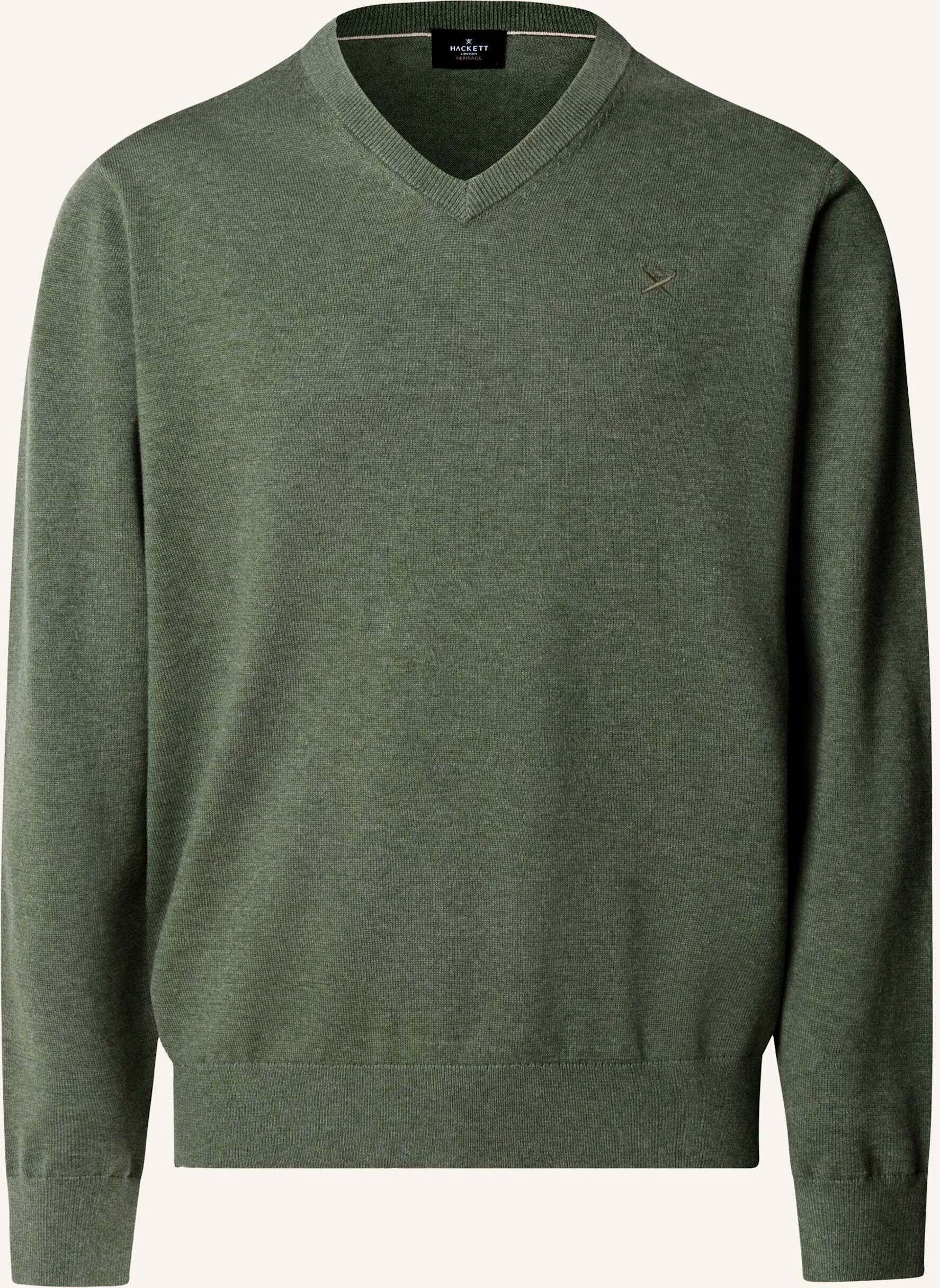 Hackett London Pullover Ess Cotton V Neck gruen
