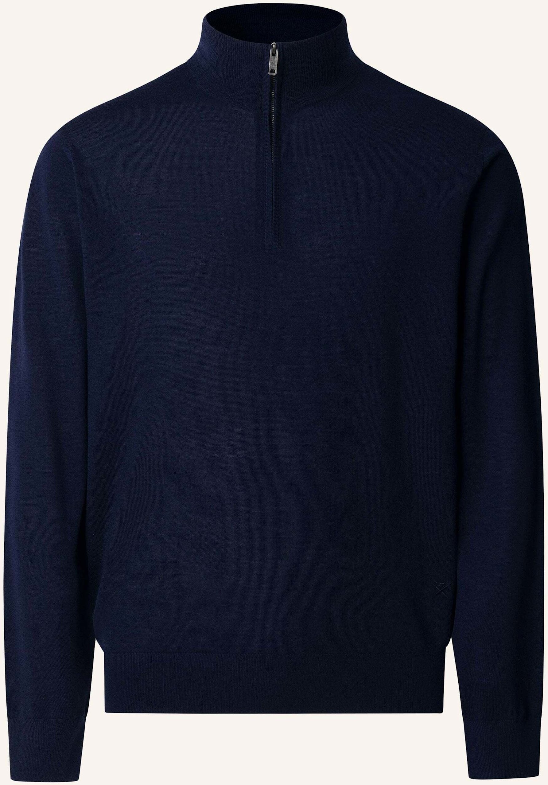 Hackett London Pullover Ess Merino Hzip blau