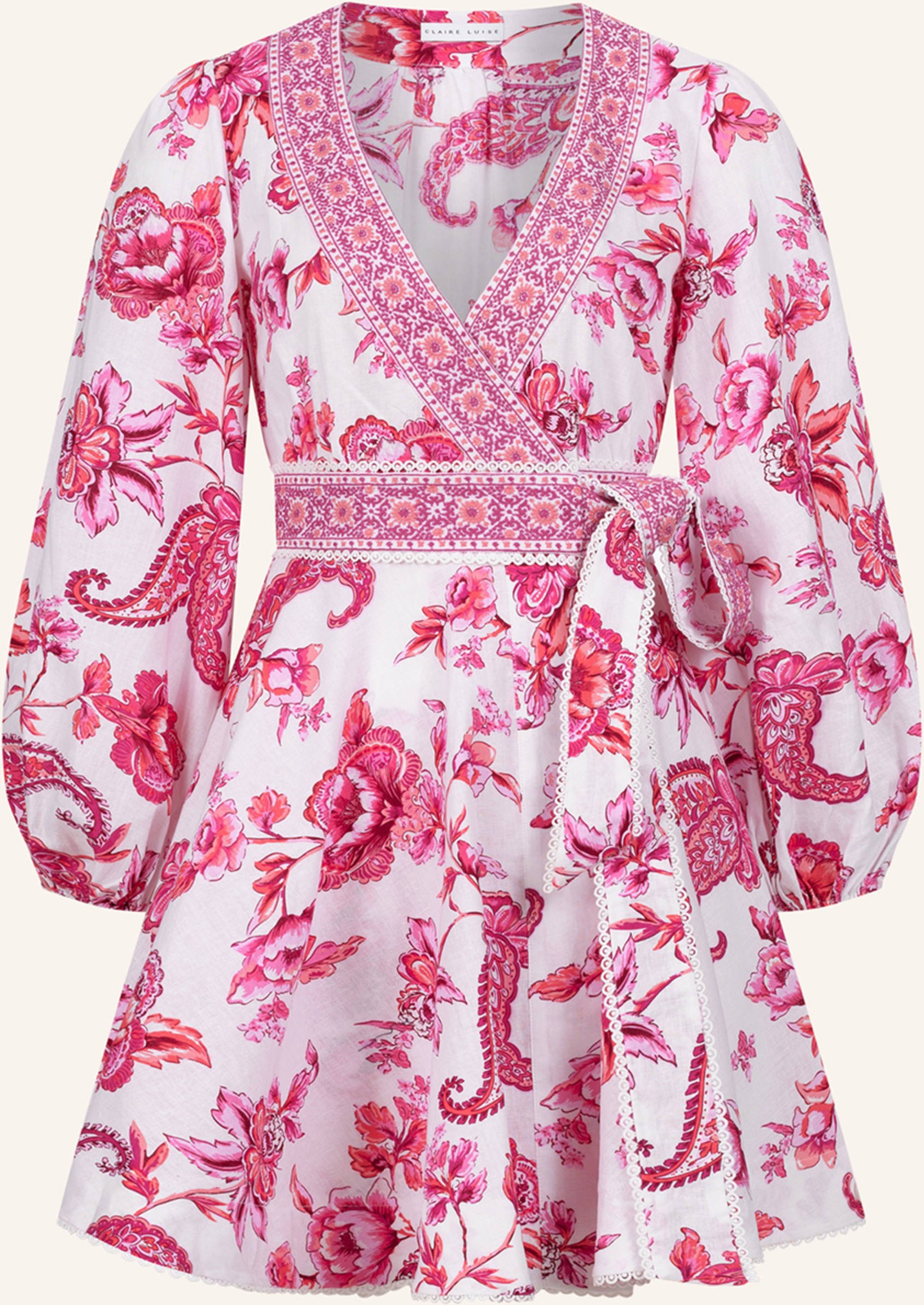Claire Luise Florales Kleid Mit Taillenband pink