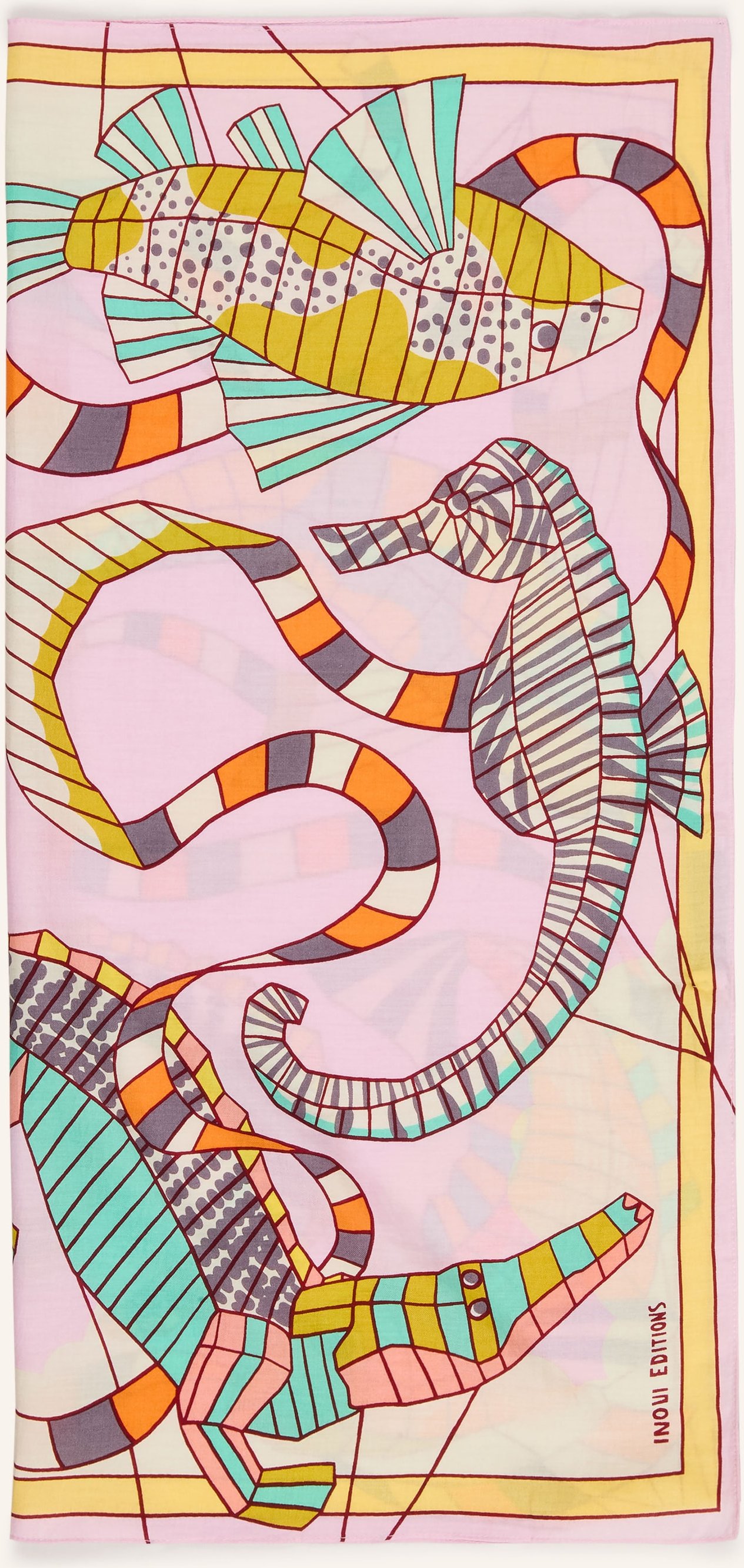 Inoui Editions Tuch Cerfs Volants Mit Seide rosa