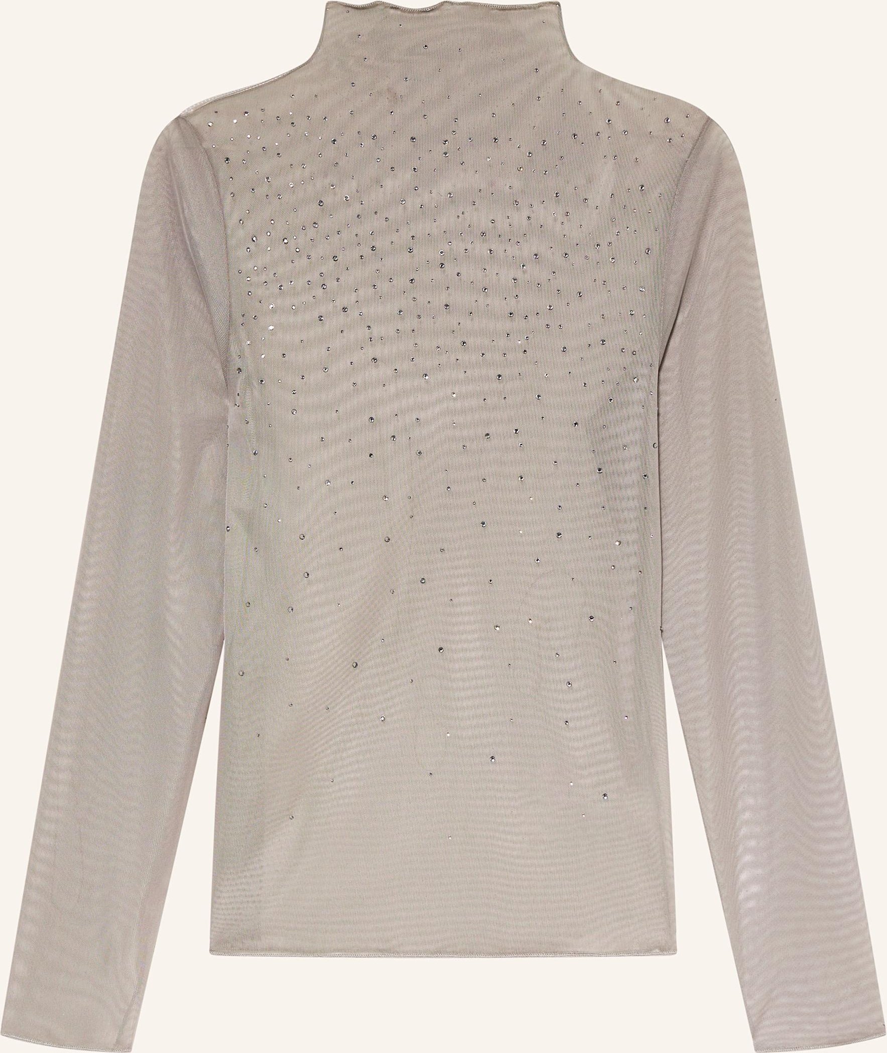 Marc Cain Longsleeve Aus Mesh Mit Schmucksteinen grau