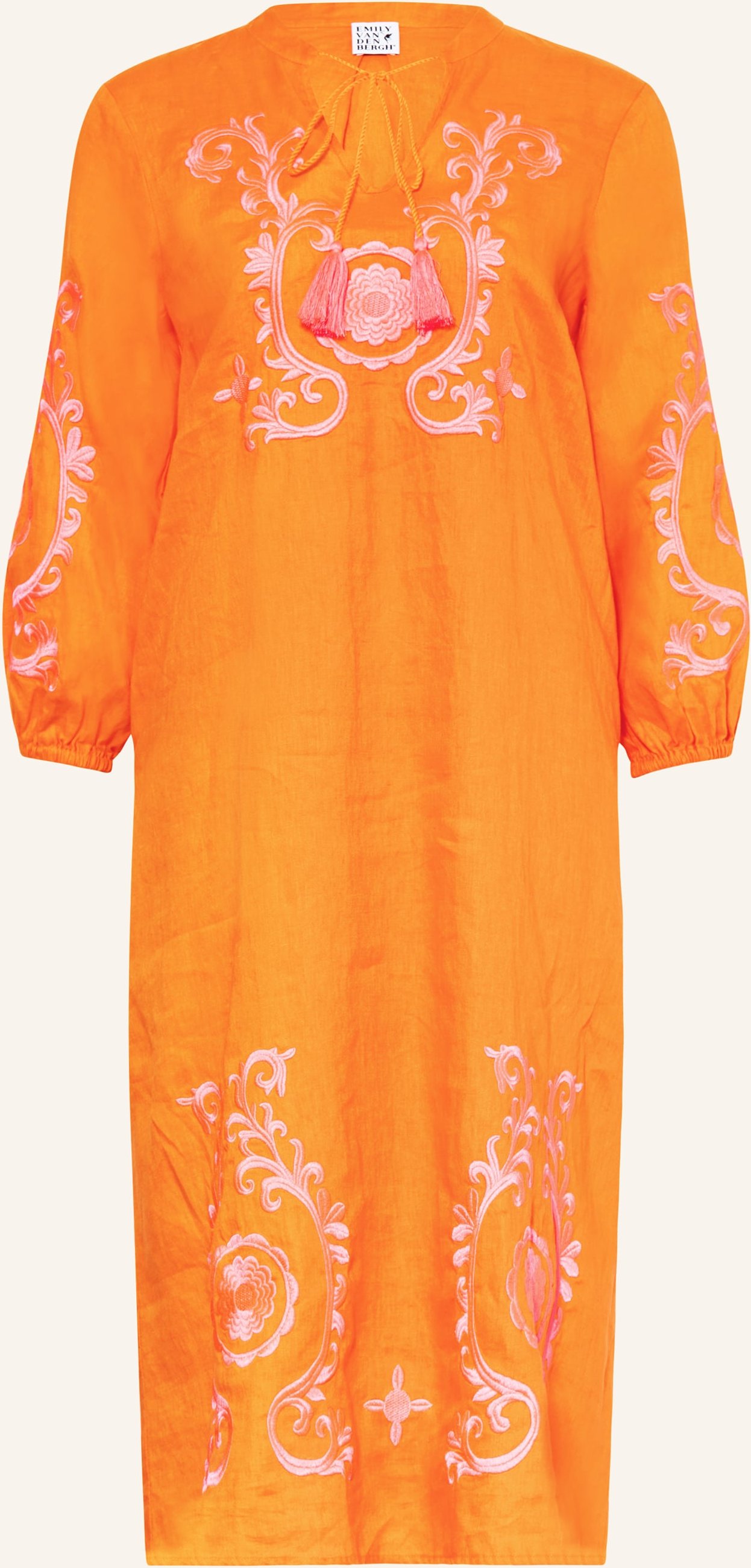 Emily Van Den Bergh Leinenkleid Mit 3/4-Arm orange