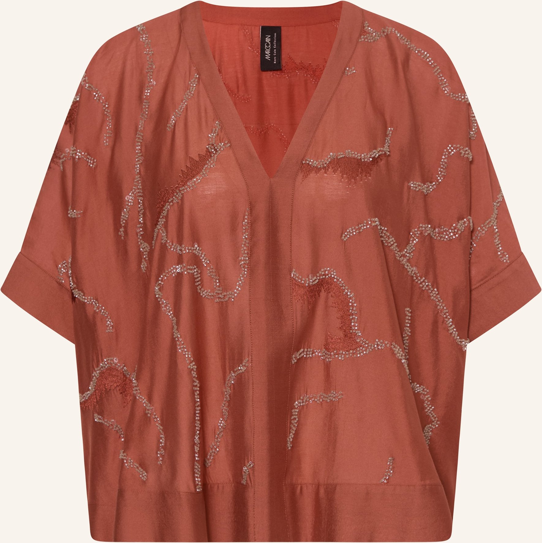 Marc Cain Blusenshirt Mit Schmuckperlen rot