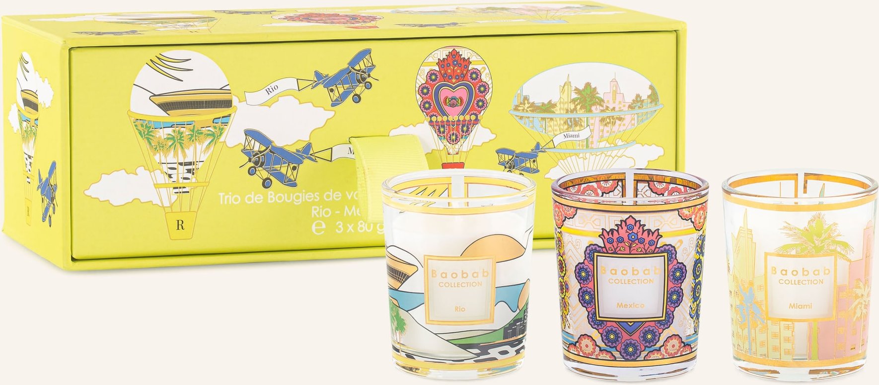 Baobab Collection 3er-Set Duftkerzen Trio Travel Mit Geschenkbox rot