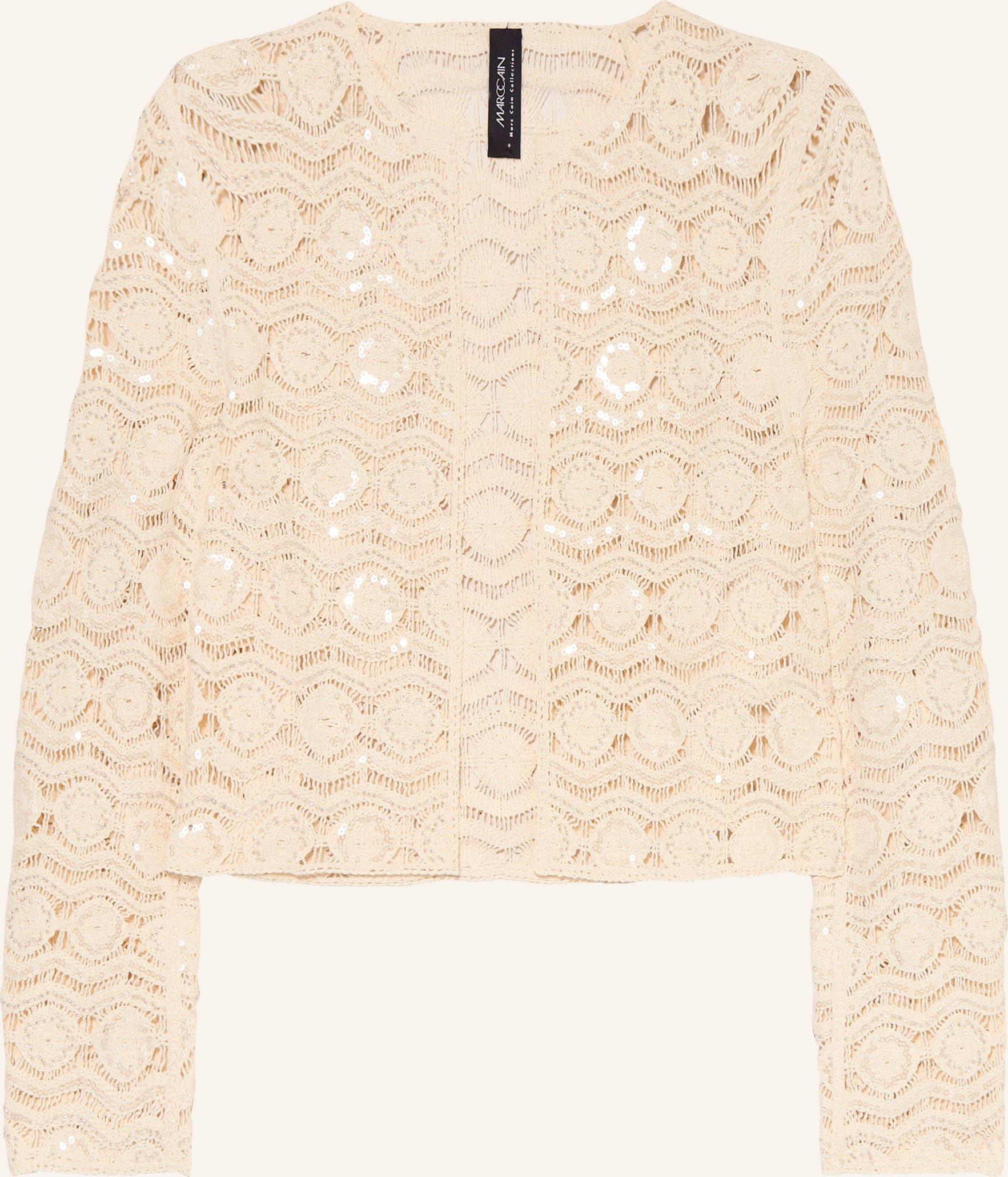 Marc Cain Häkeljacke Mit Schmuckperlen weiss