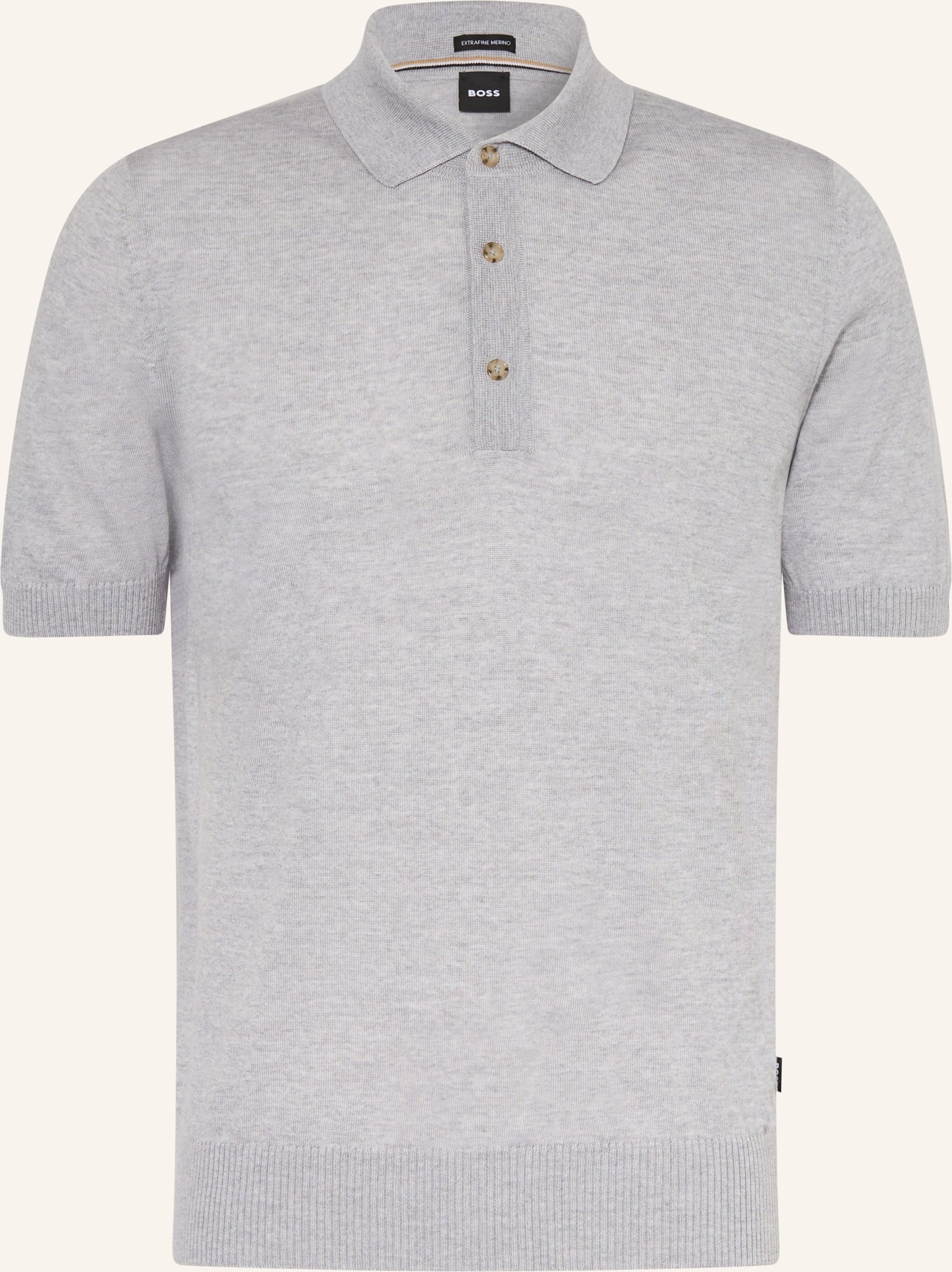 Boss Strick-Poloshirt Nolano grau