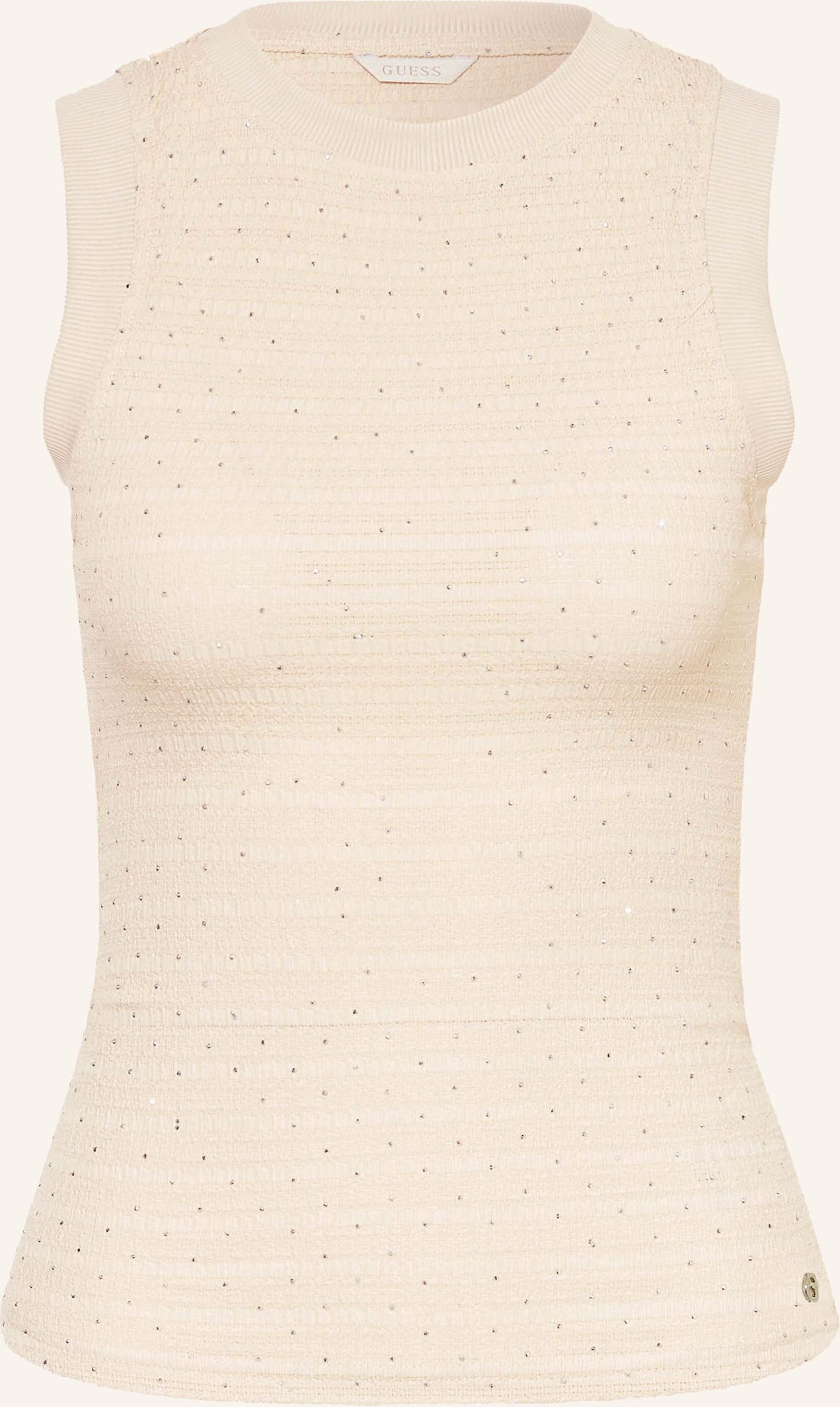 Guess Top Francine Mit Schmucksteinen beige