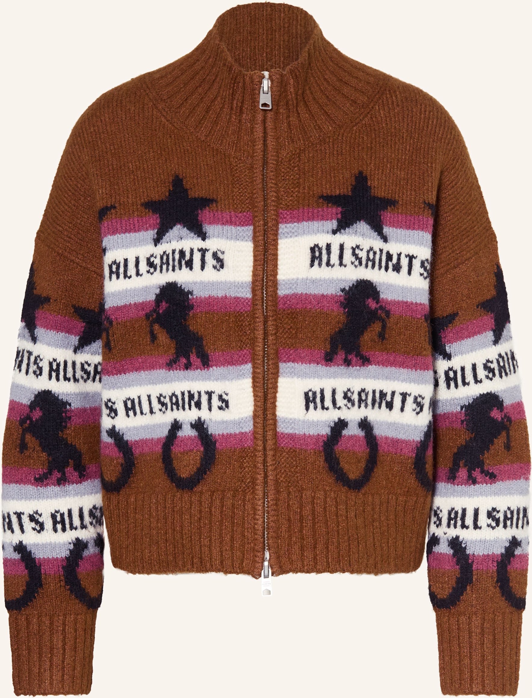 Allsaints Strickjacke Epona Mit Alpaka braun