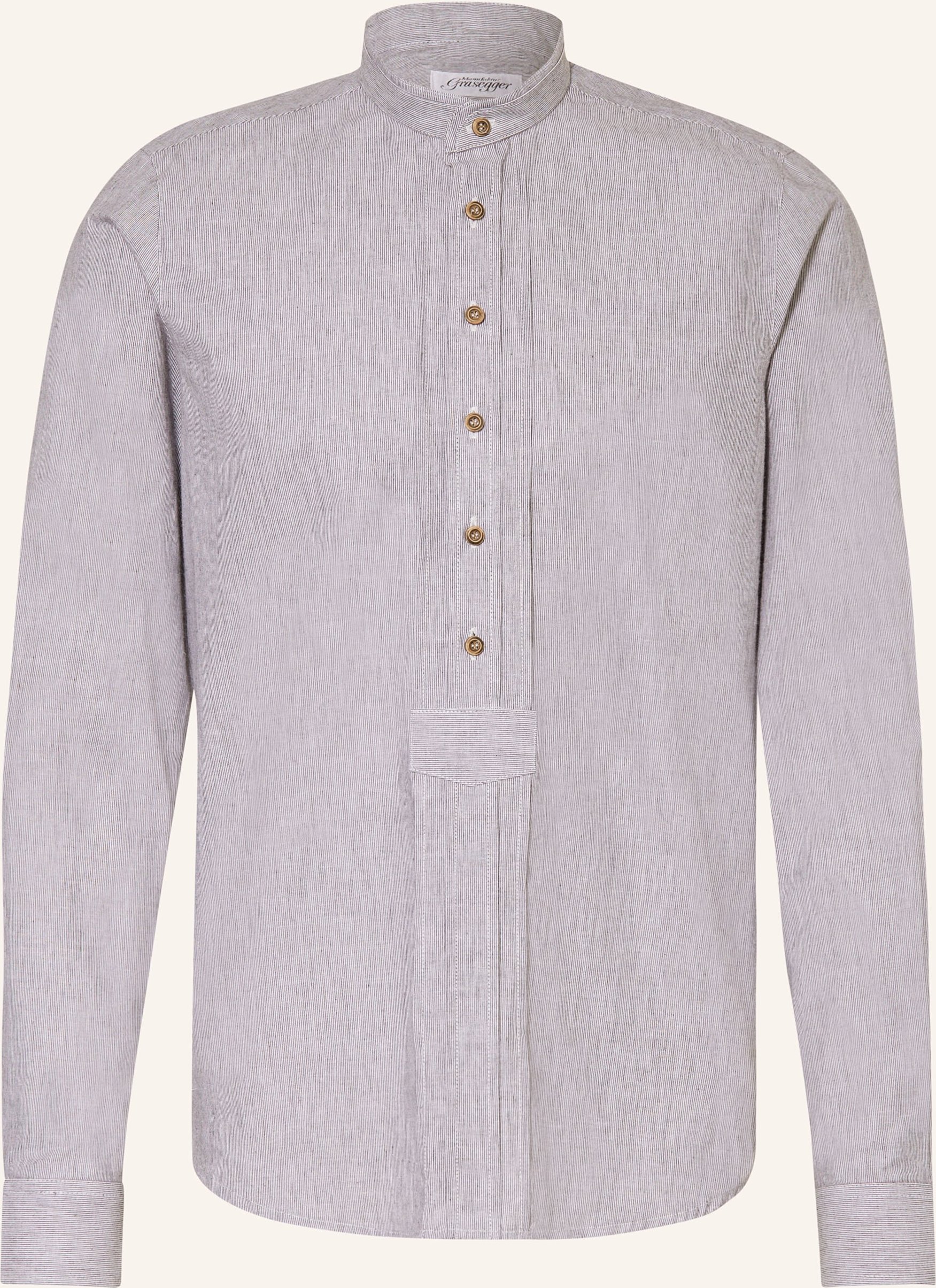 Grasegger Trachtenhemd Kopeke Slim Fit Mit Leinen Und Stehkragen grau