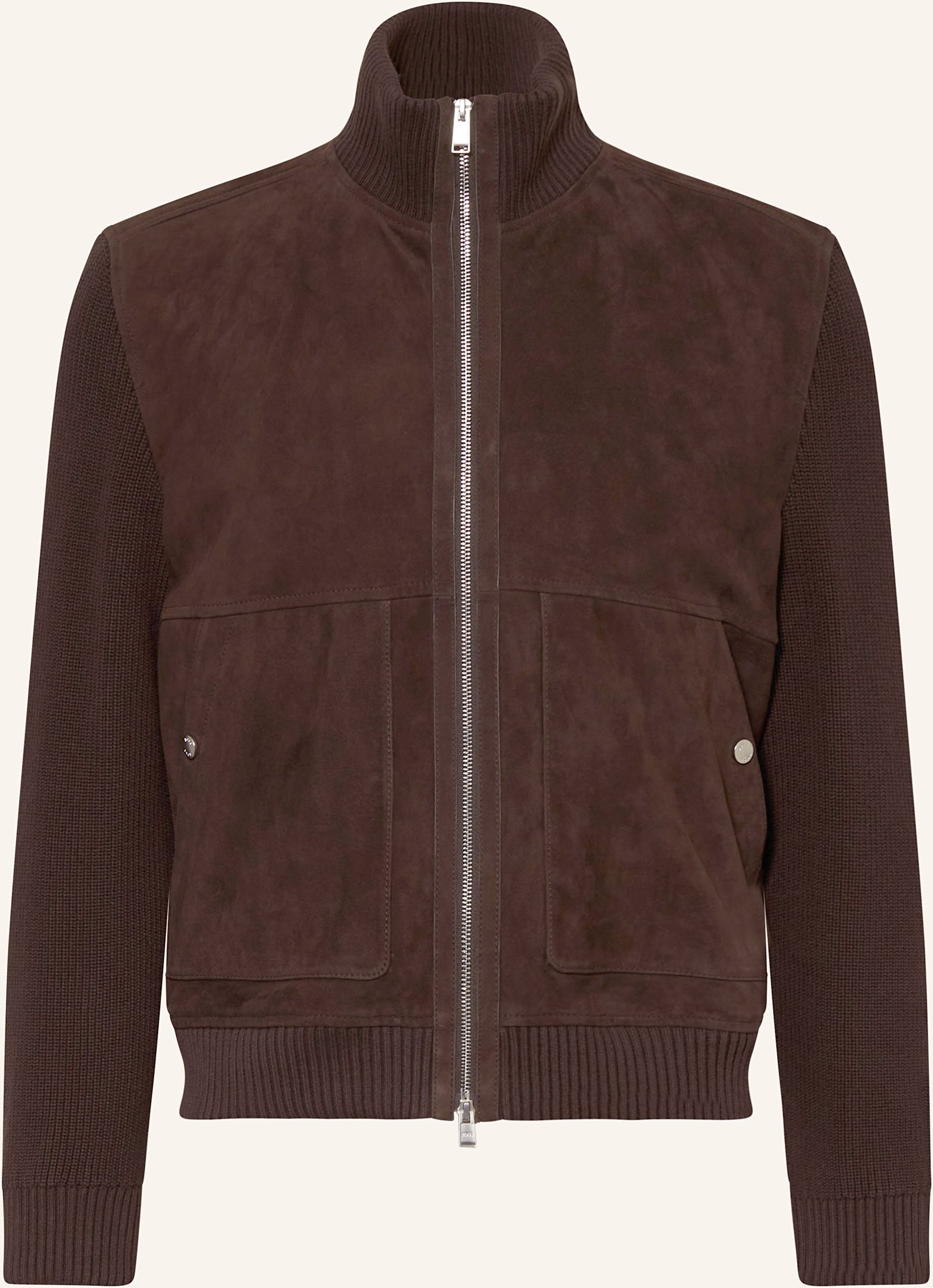 Boss Lederblouson Maparo Im Materialmix braun